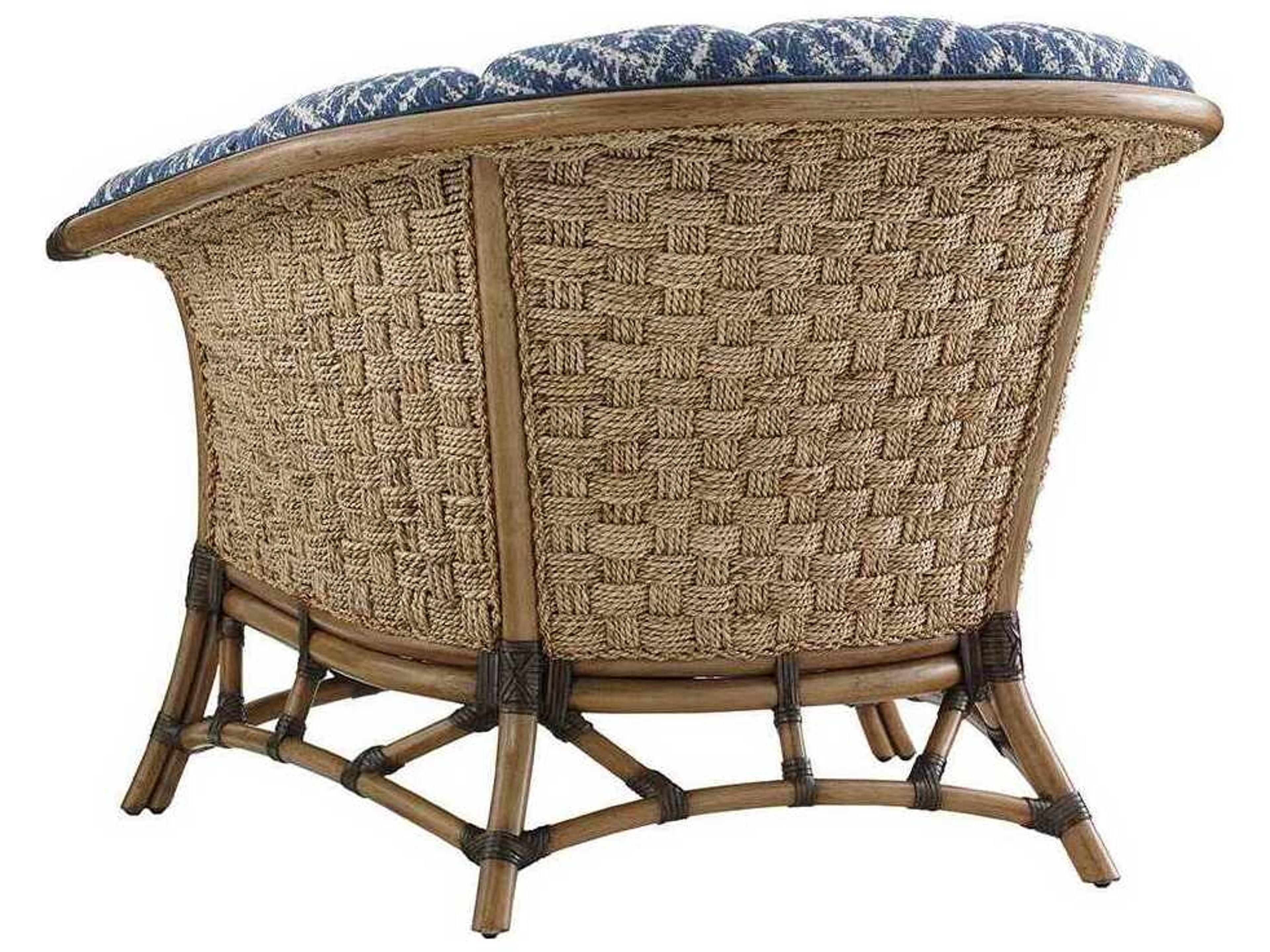 Tommy Bahama Twin Palms Sunset Key Chair Channel Back Rattan Chair