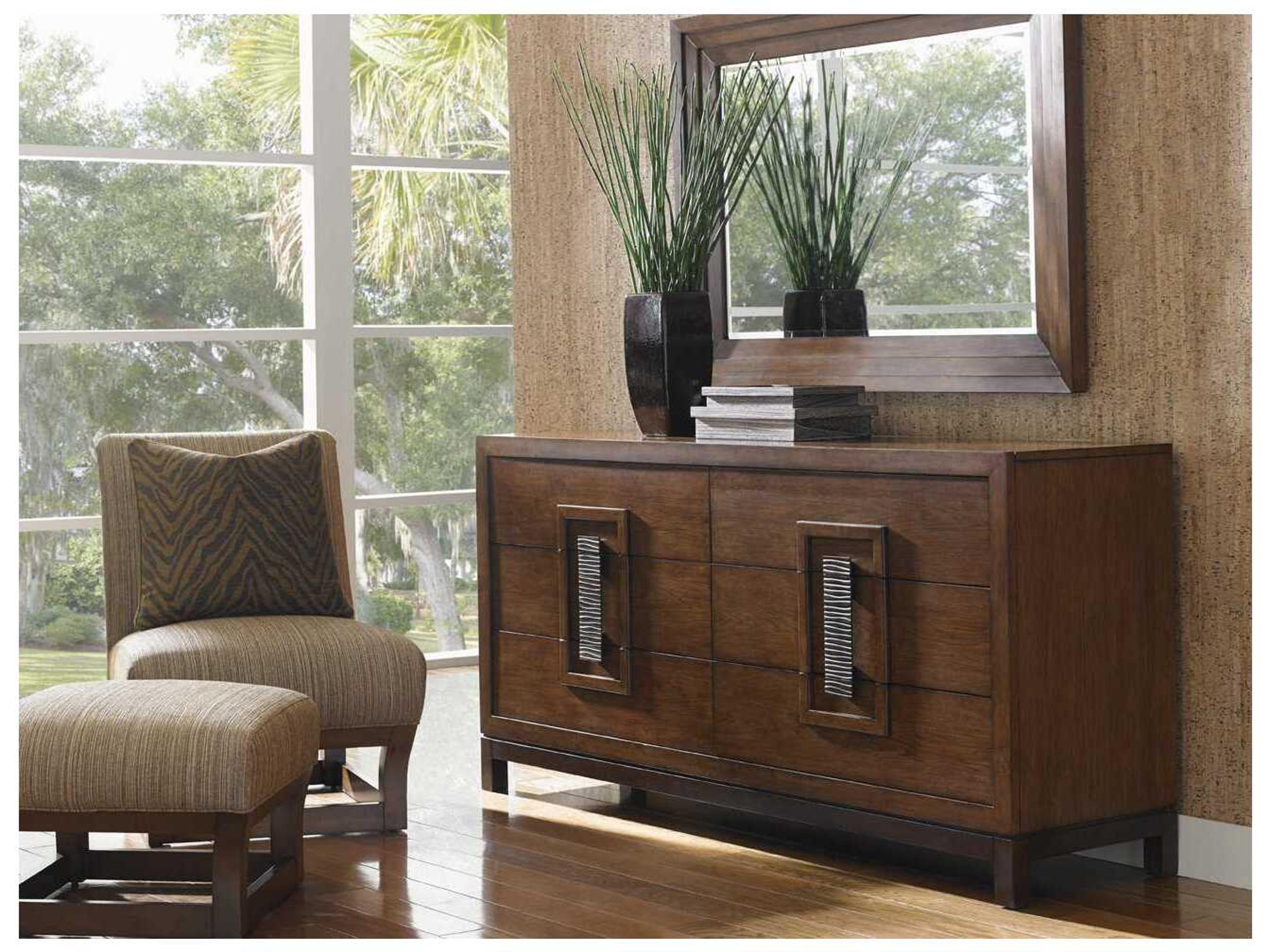 Island Fusion Double Dresser and Mirror Set