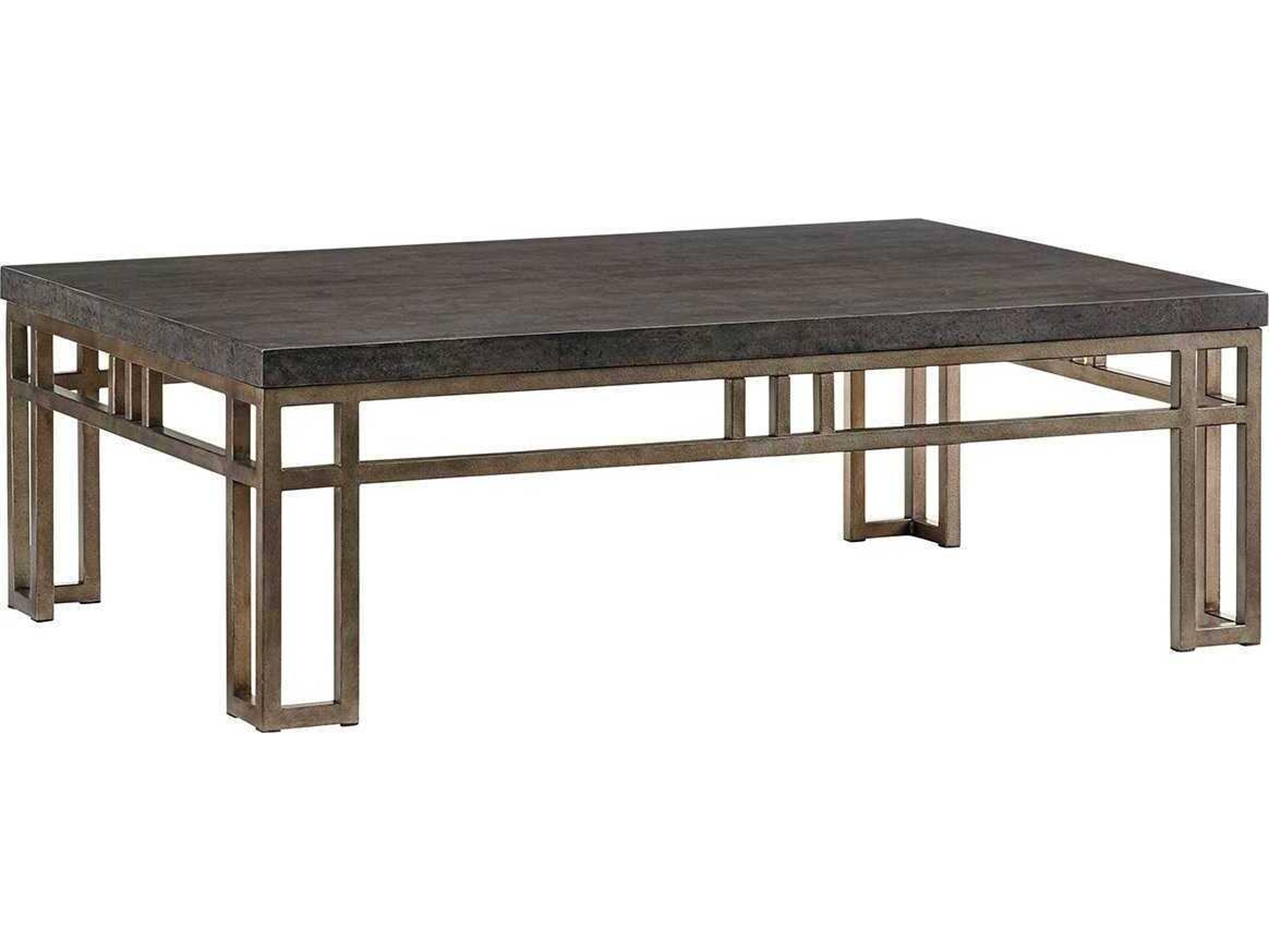 Cypress Point Montera Rectangular Coffee Table in Stained Travertine and Sienna Metal