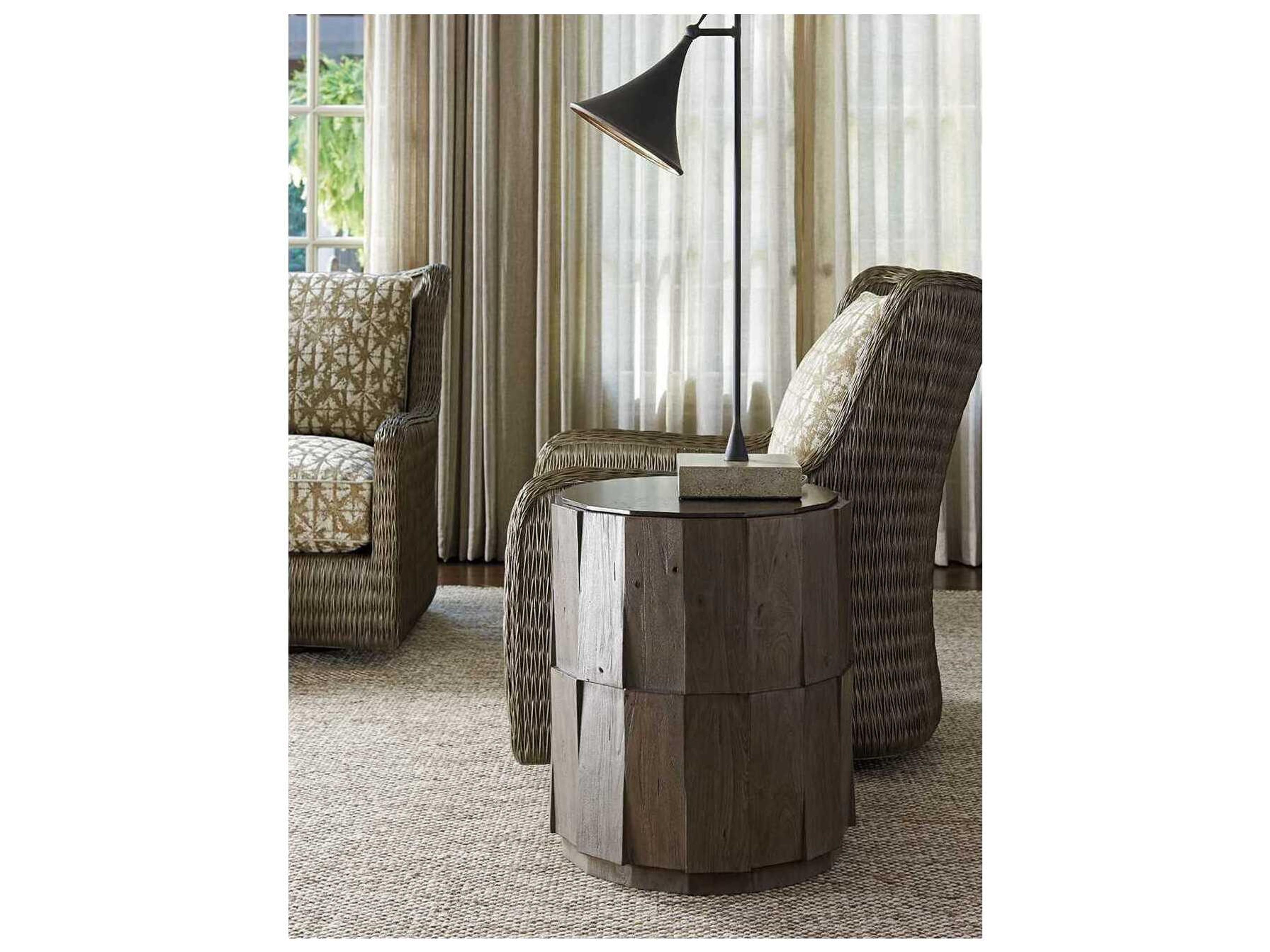 Tommy Bahama Cypress Point Everett Round Travertine Round End Table