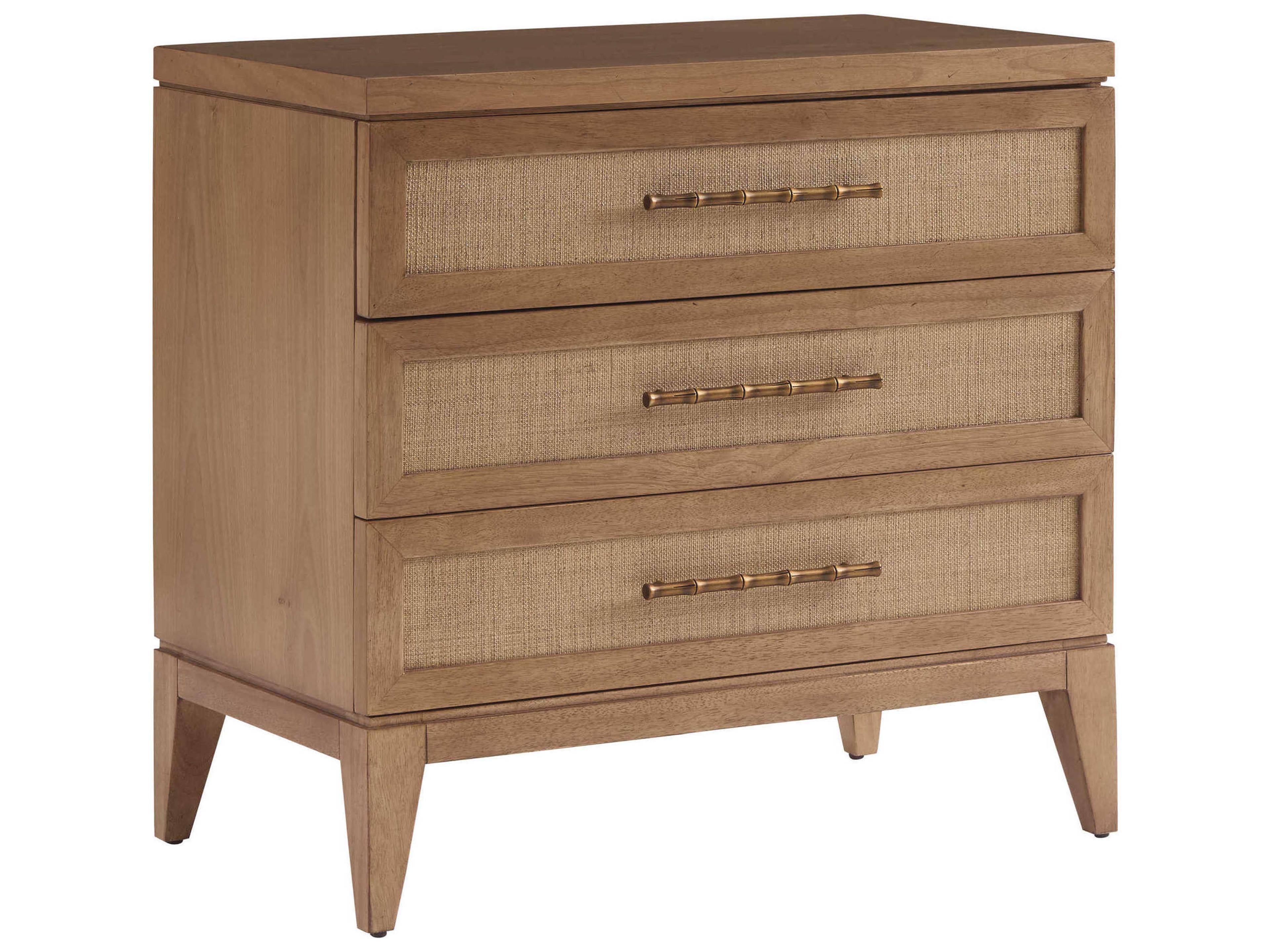 Key Biscayne 3-Drawers Brown Bamboo Wood Nightstand