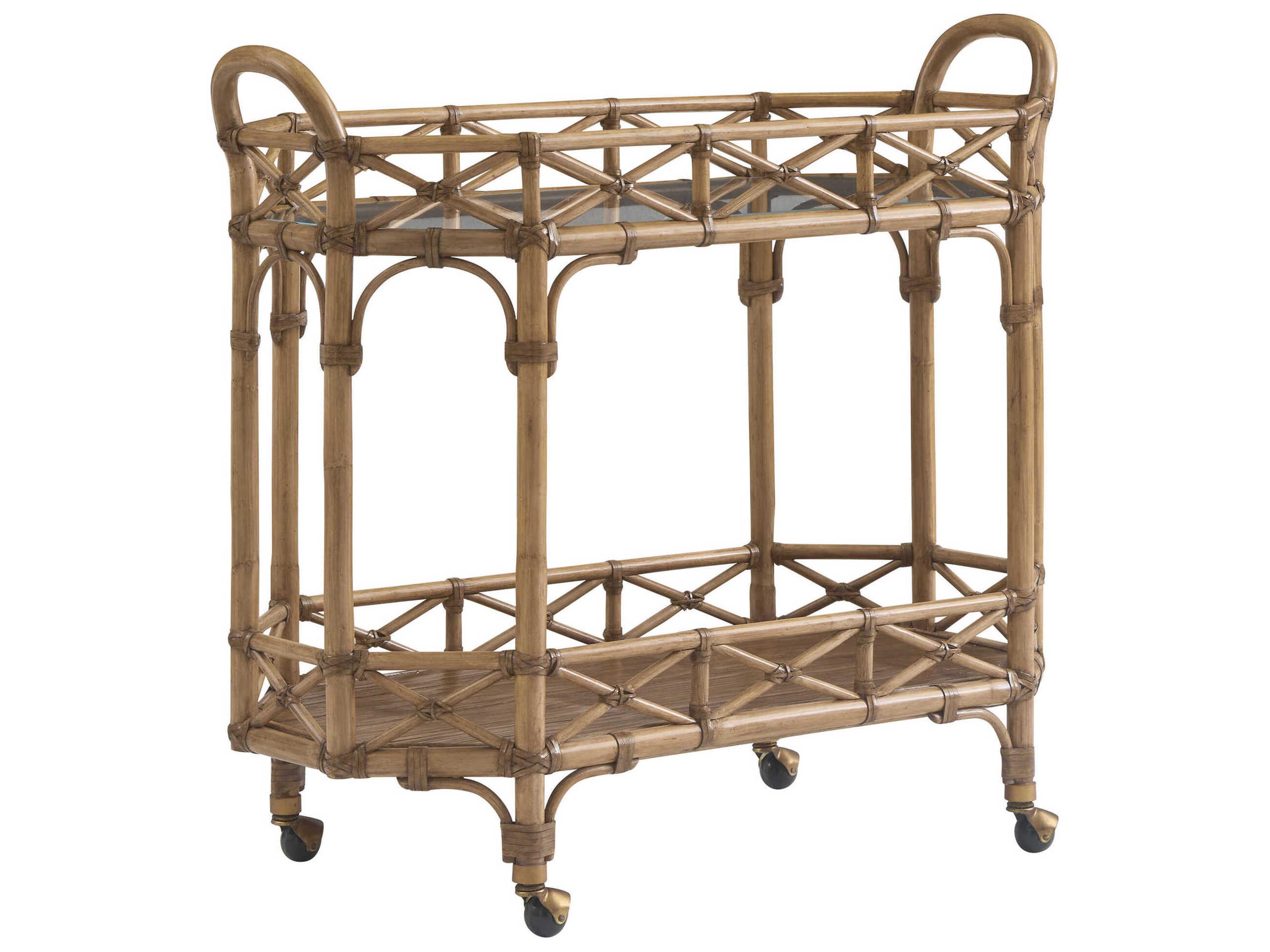 Key Biscayne Glass Brown Bar Cart