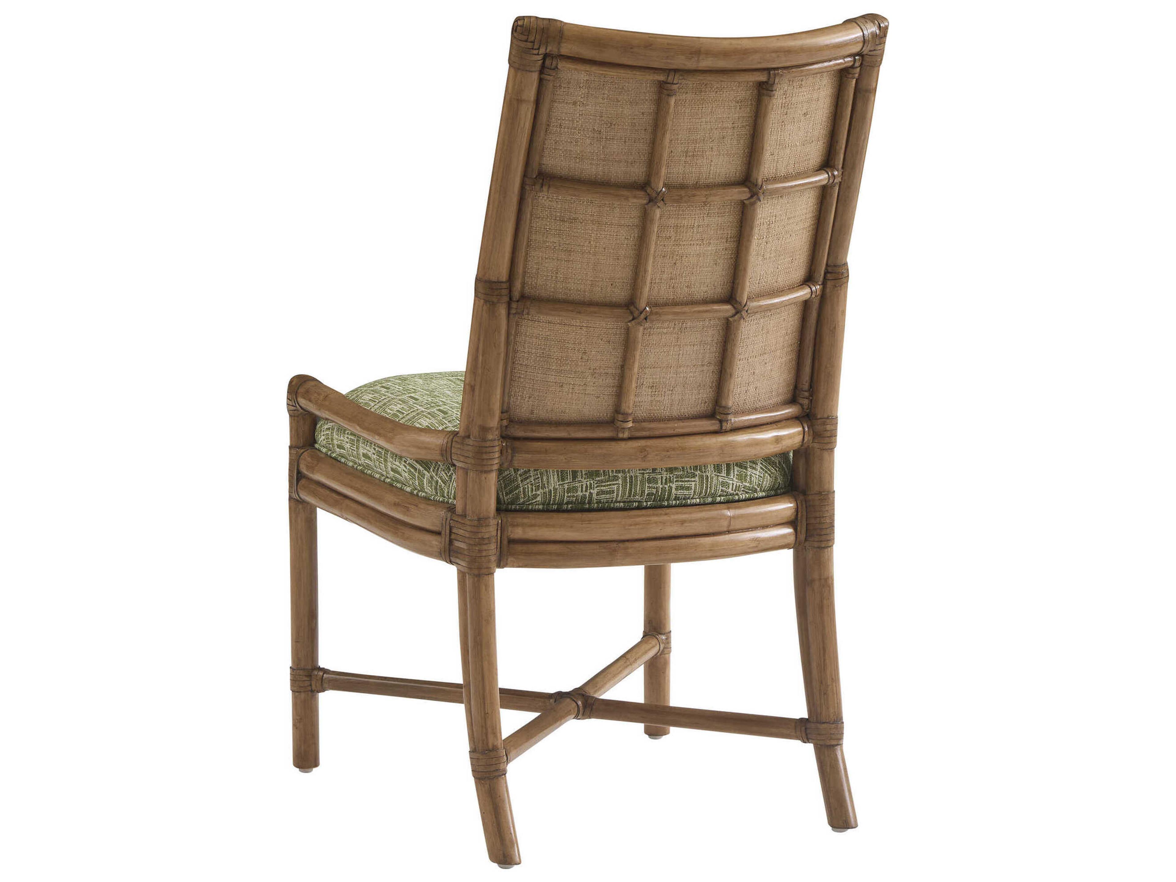 Tommy Bahama Key Biscayne Rattan Brown Upholstered Arm Dining Chair