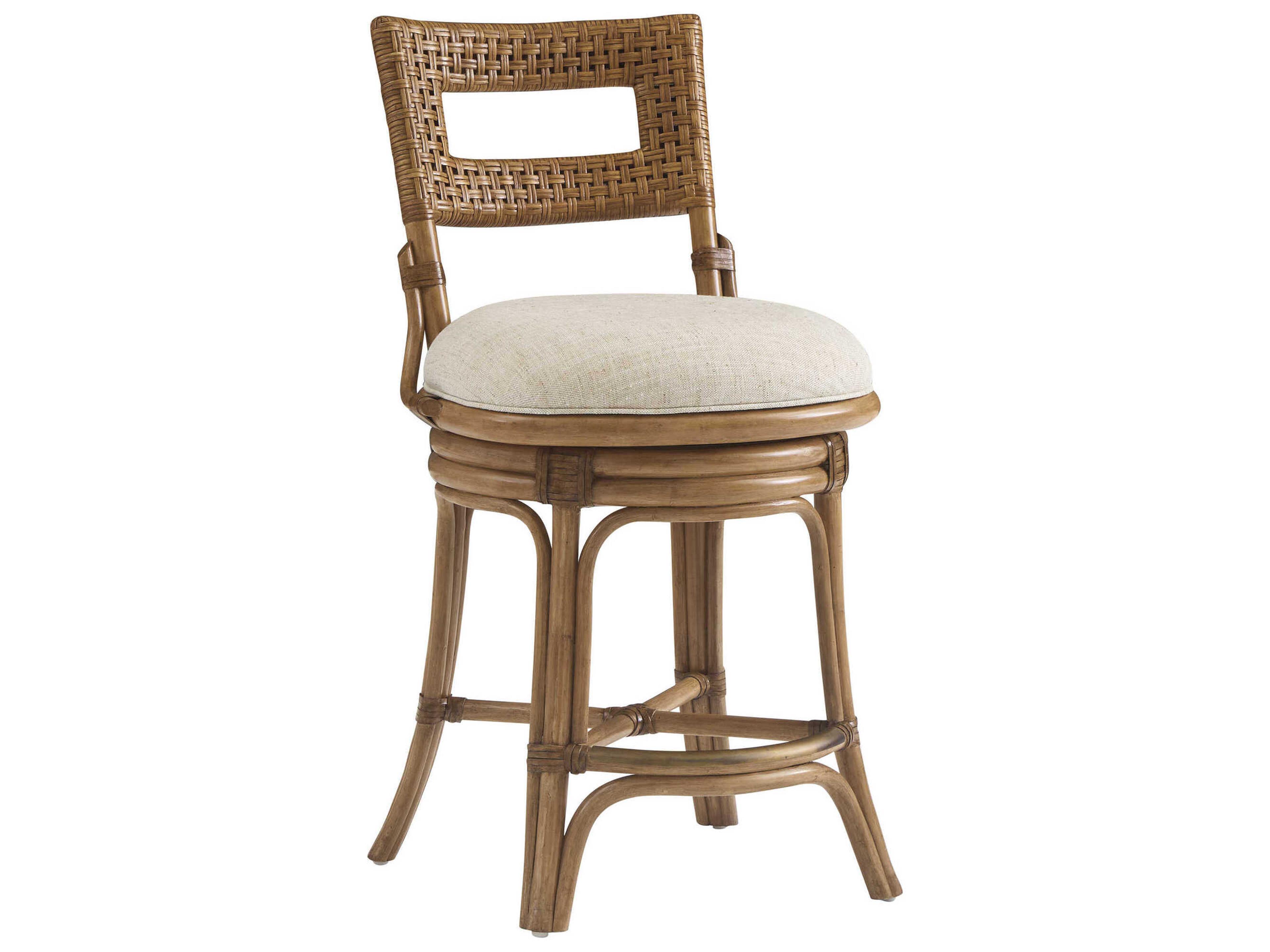 Key Biscayne Upholstered Rattan Counter Stool