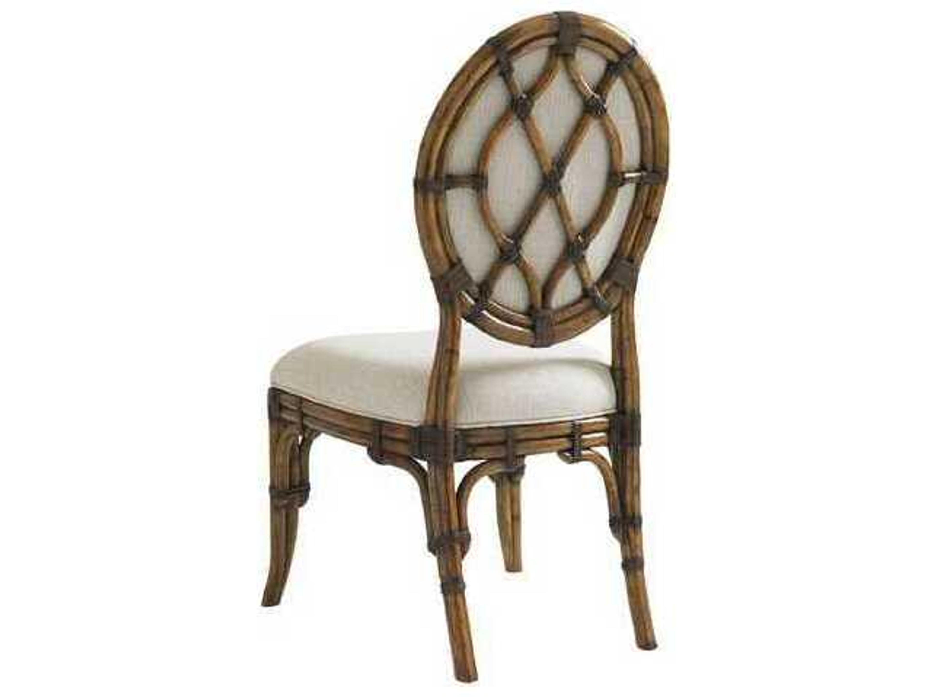 Tommy Bahama Bali Hai Rattan White Upholstered Armless Dining Chair