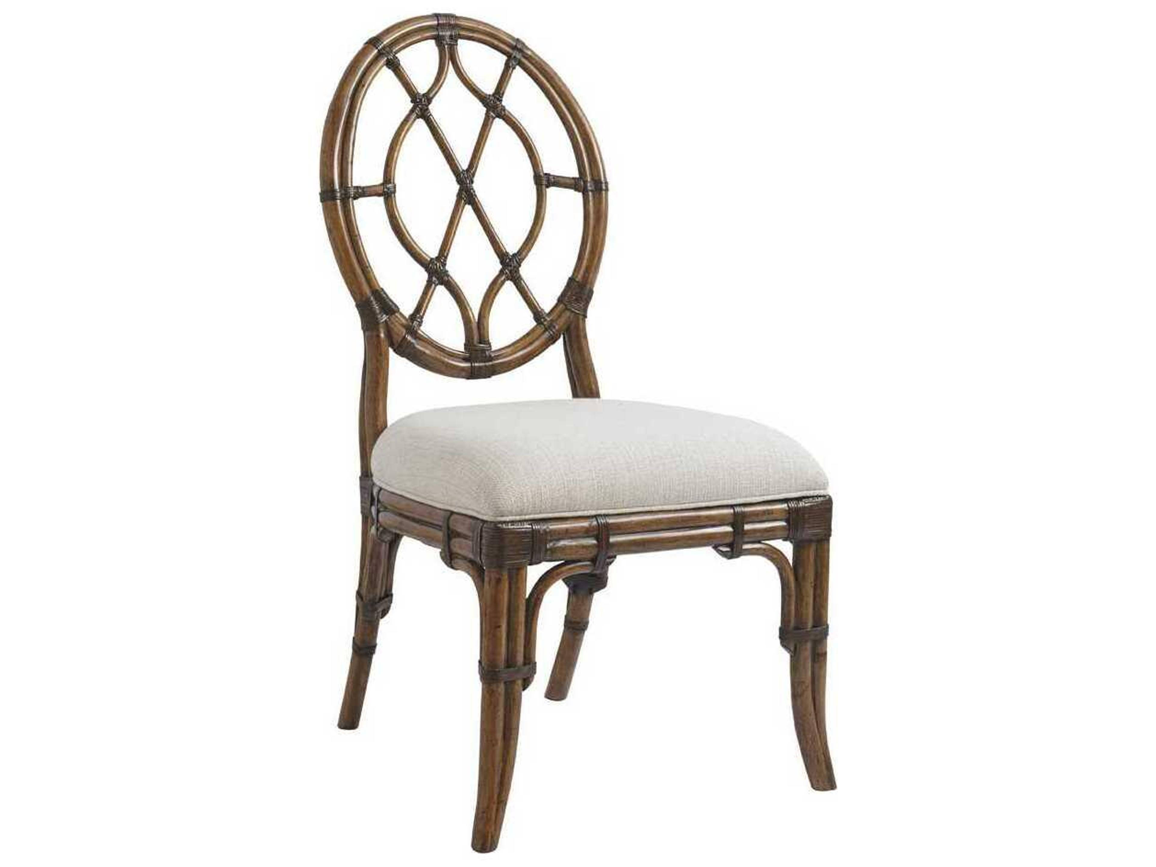 Bali Hai Rattan White Upholstered Armless Dining Chair