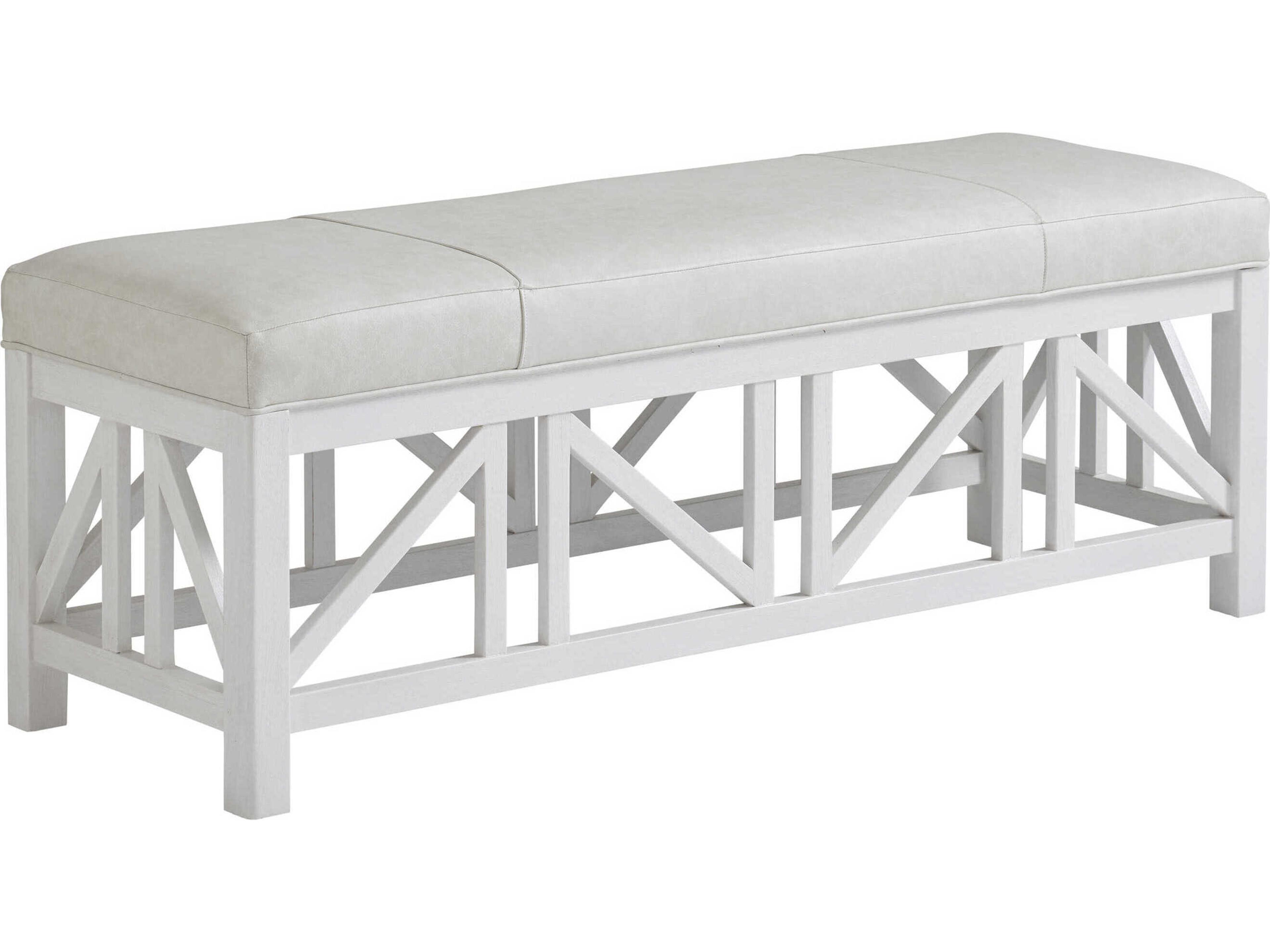 Ocean Breeze White Leather Accent Bench