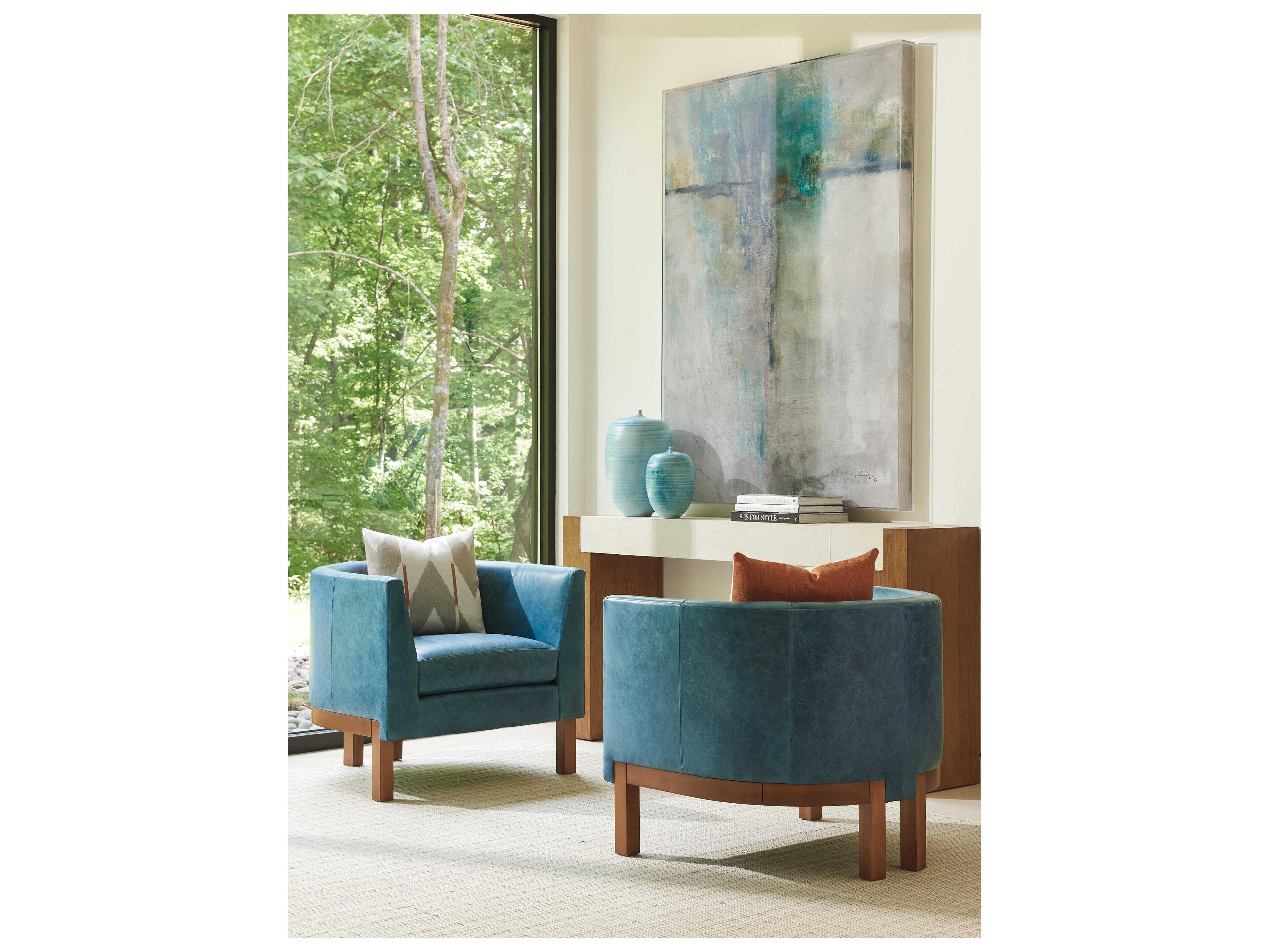 Tommy Bahama Palm Desert Blue Leather Accent Chair