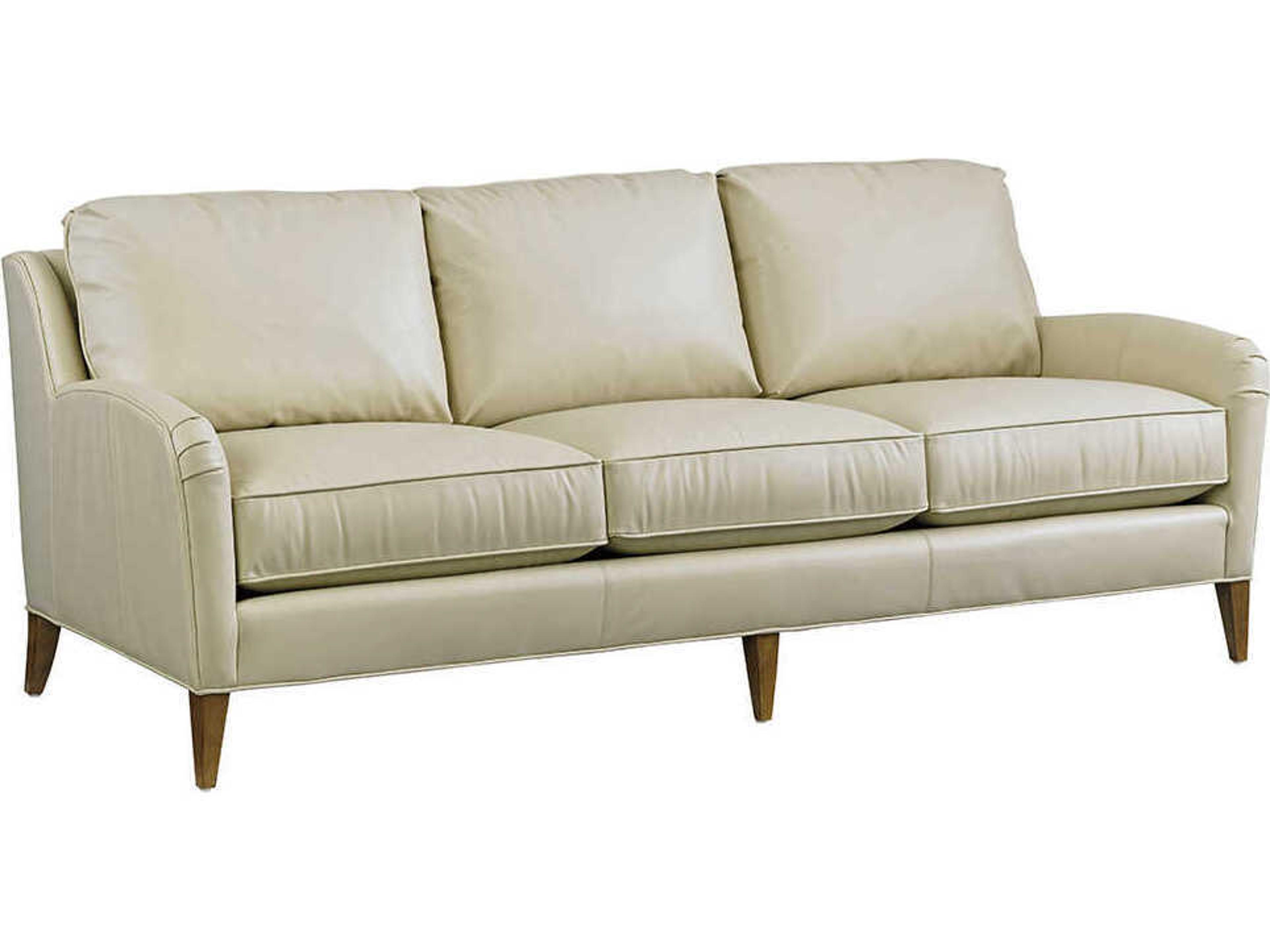 Twin Palms Beige Leather Sofa