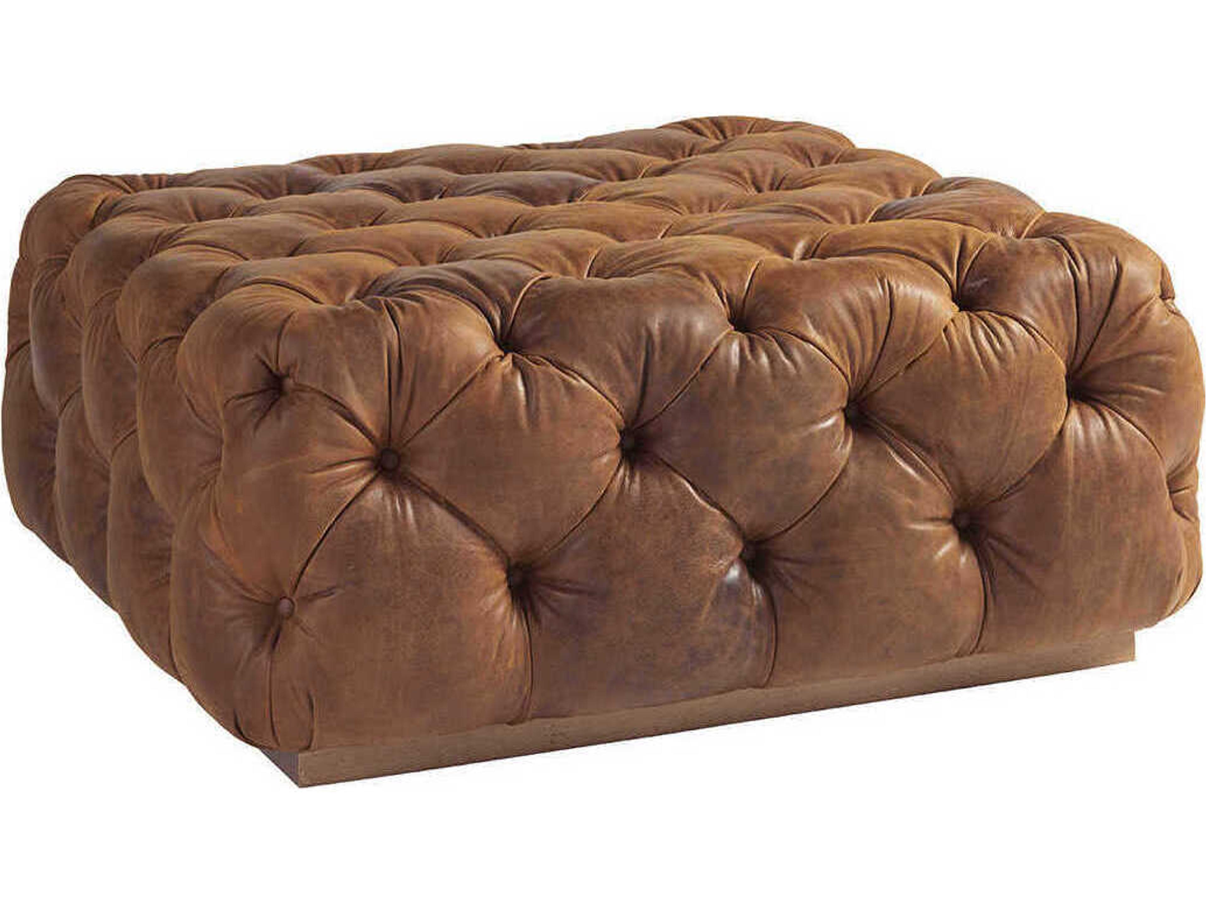 Los Altos Laurel Leather Coffee Ottoman