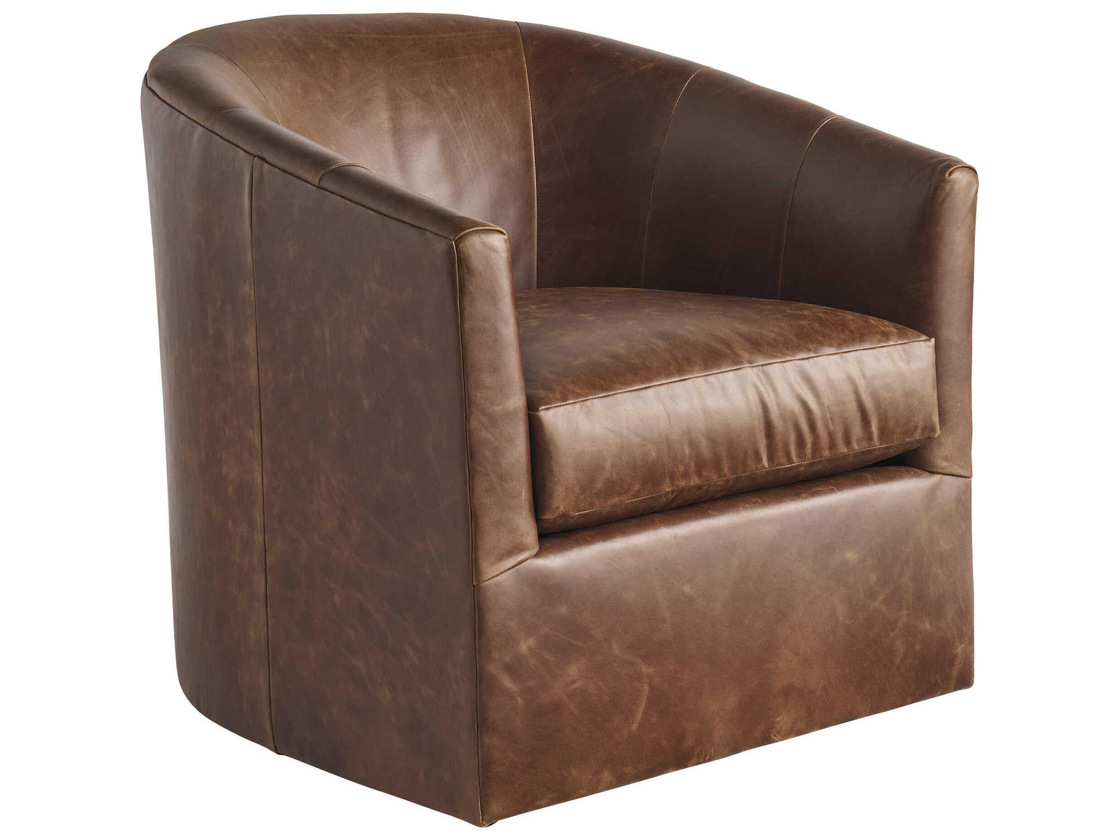Tommy Bahama Sunset Key Swivel Brown Leather Accent Chair