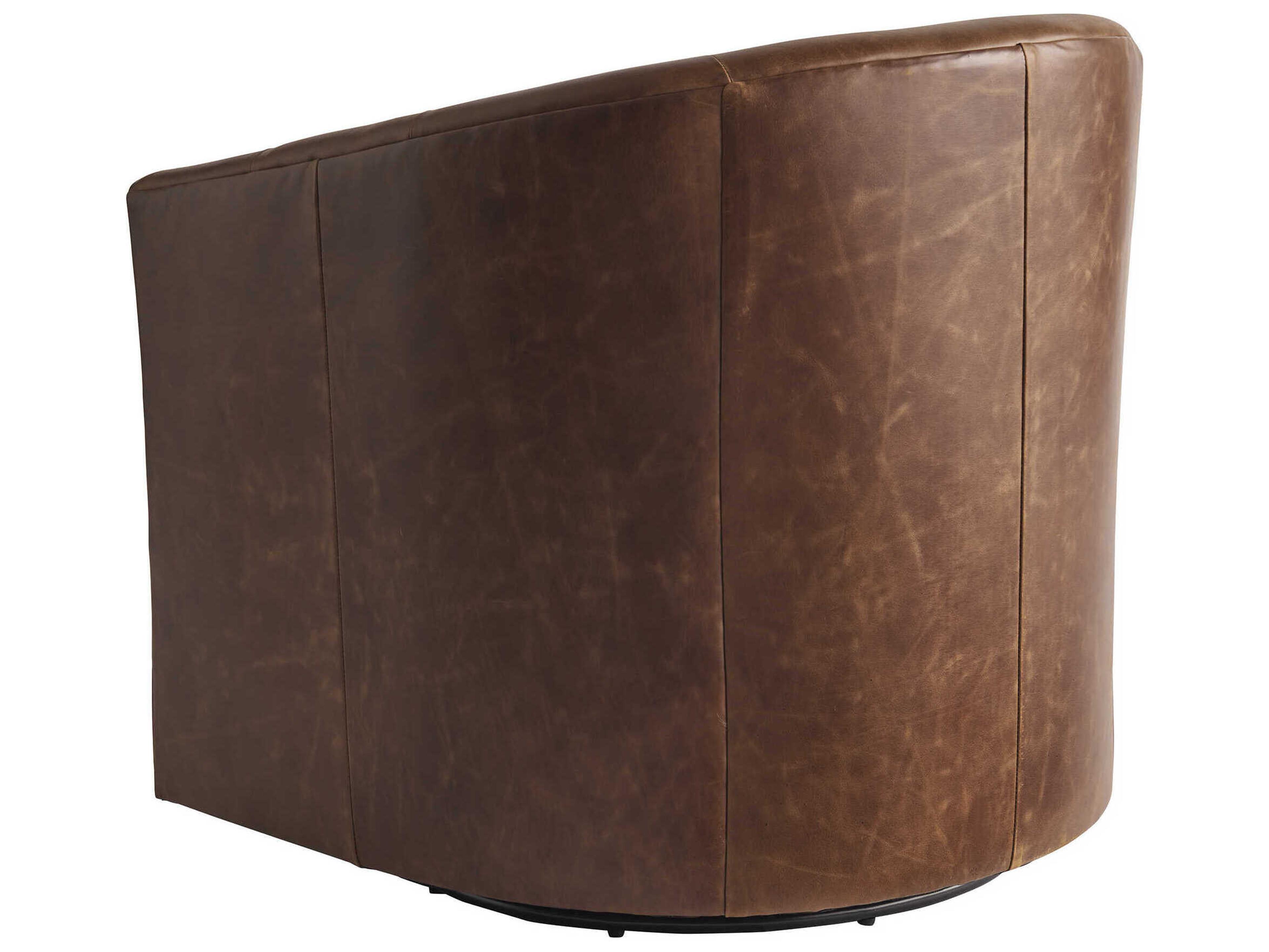 Tommy Bahama Sunset Key Swivel Brown Leather Accent Chair