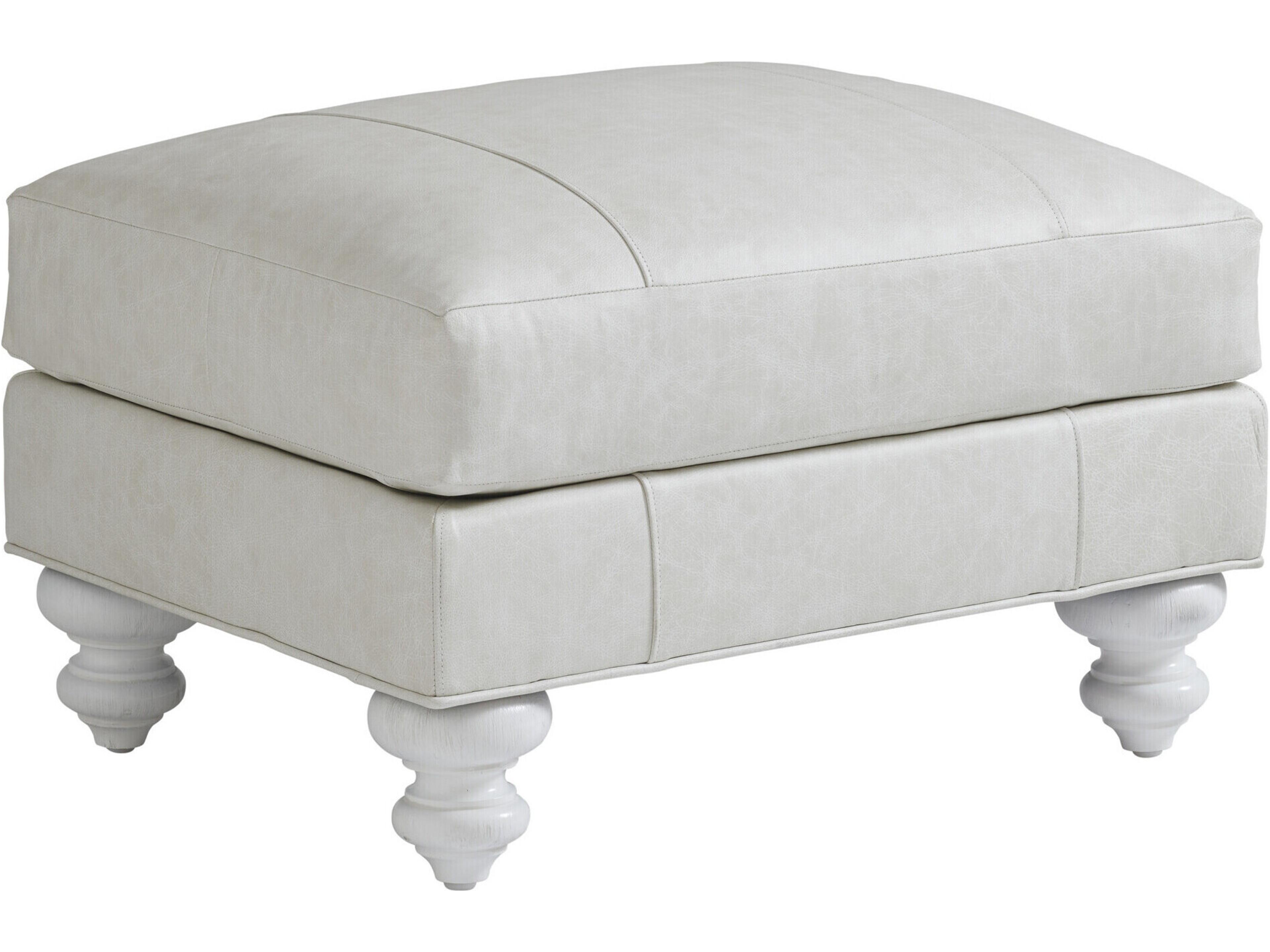Ocean Breeze Leather Ottoman
