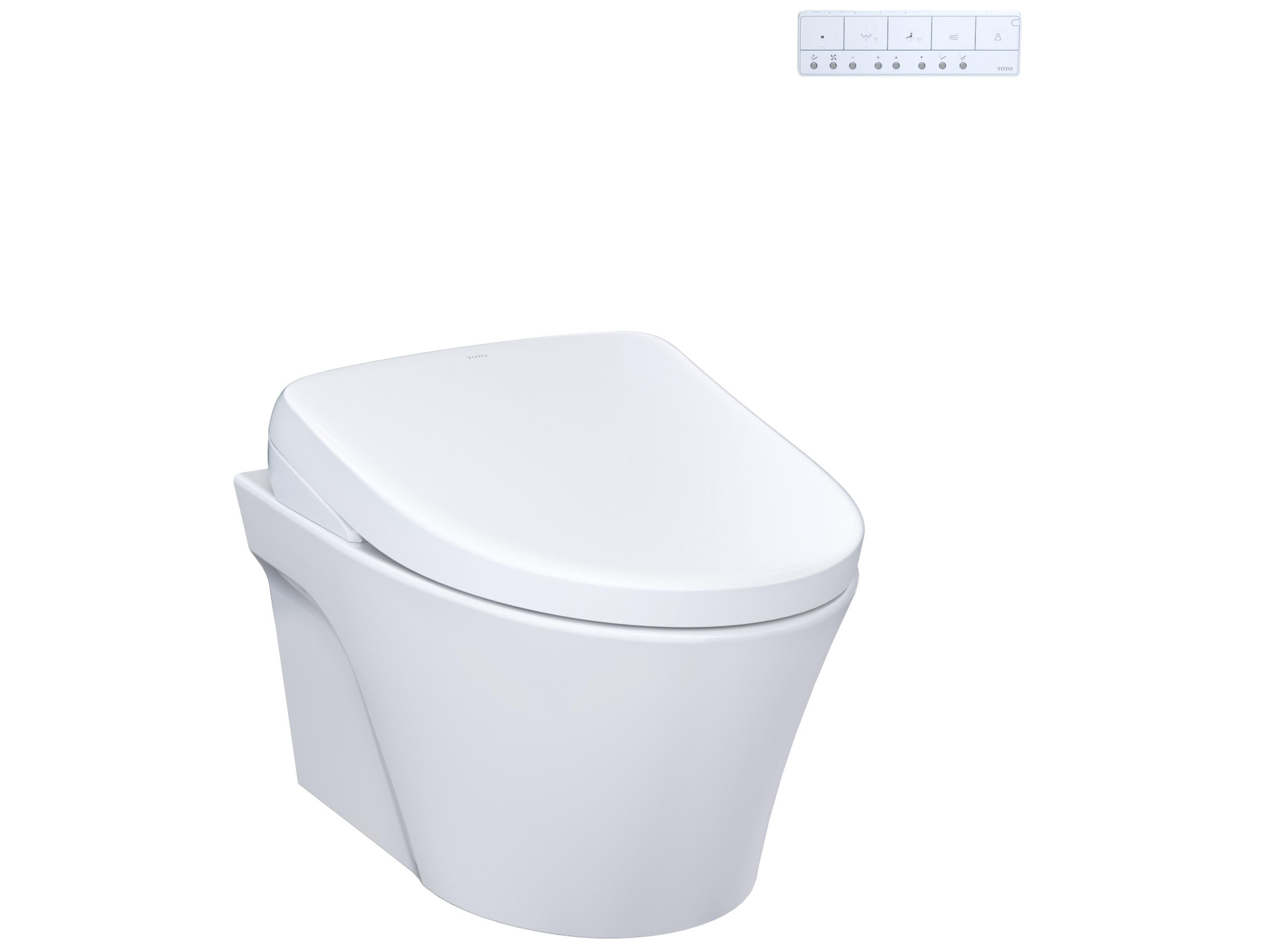 Washlet+ AP Wall-Hung Elongated Toilet with S7A Contemporary Bidet Seat and DuoFit In-Wall Auto Dual-Flush Tank System