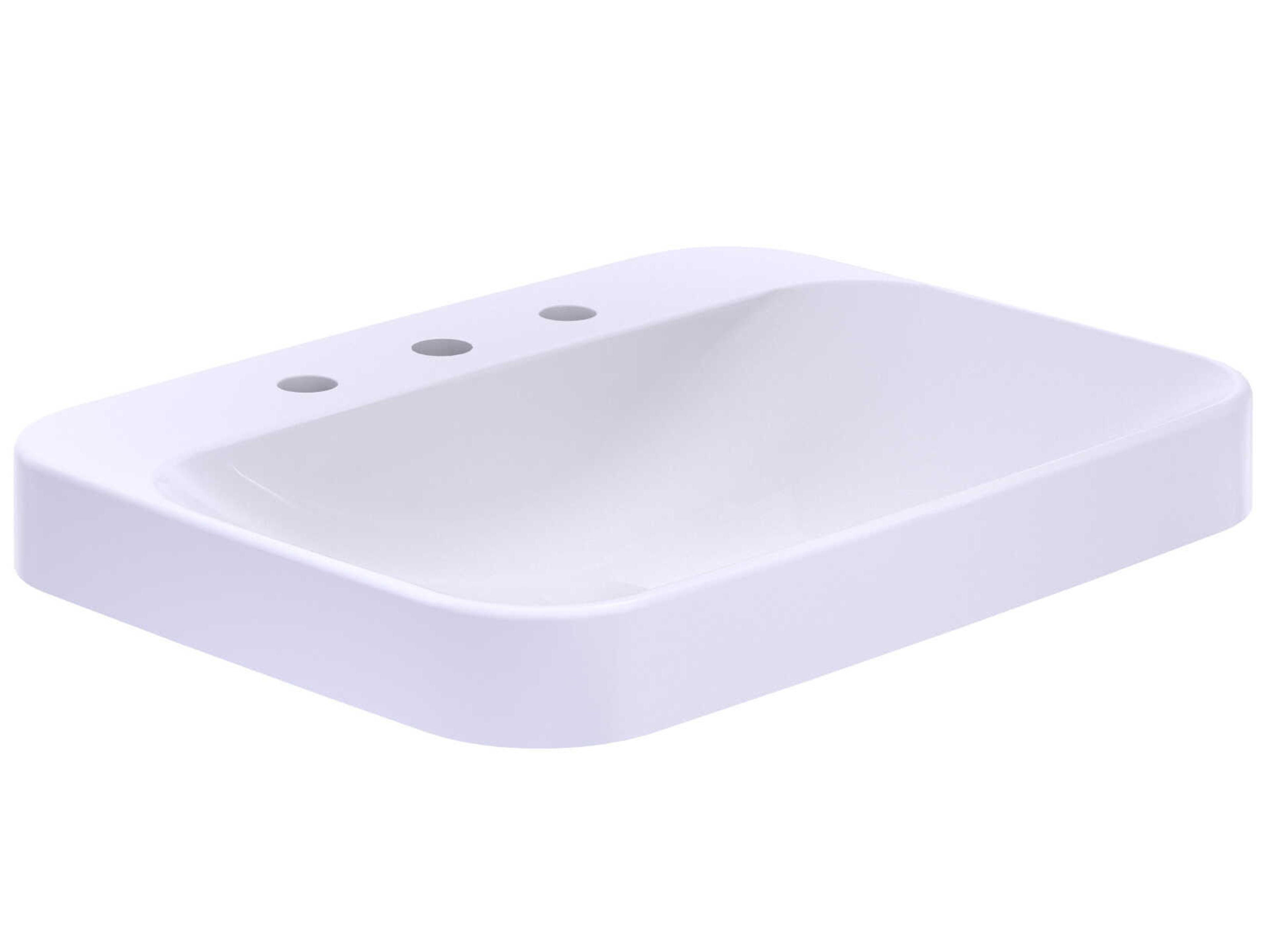 Arvina Cotton White Rectangular 24" Vessel Bathroom Sink with Cefiontect