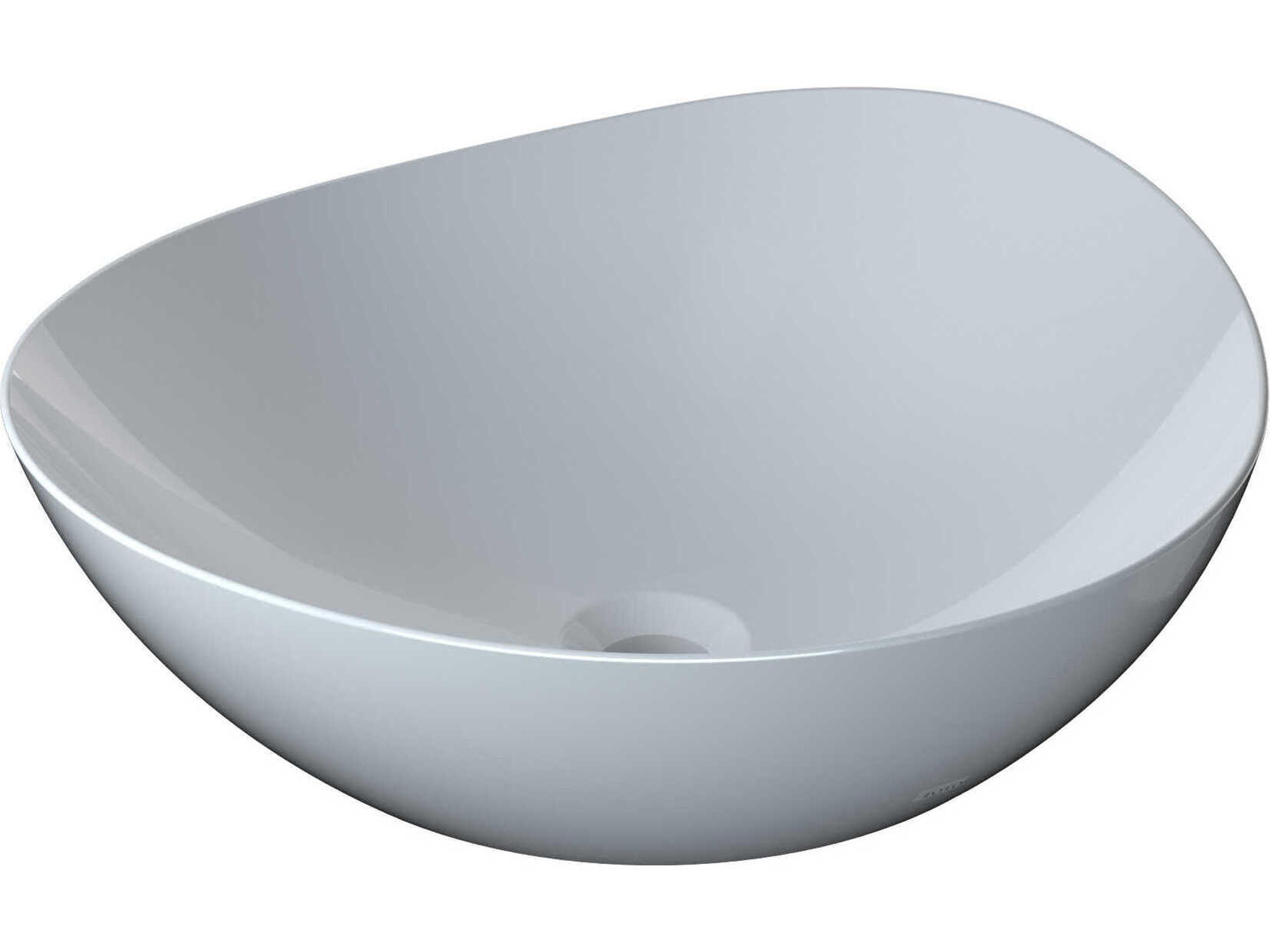 Kiwami Cotton White Asymmetrical Vessel Bathroom Sink with Cefiontect