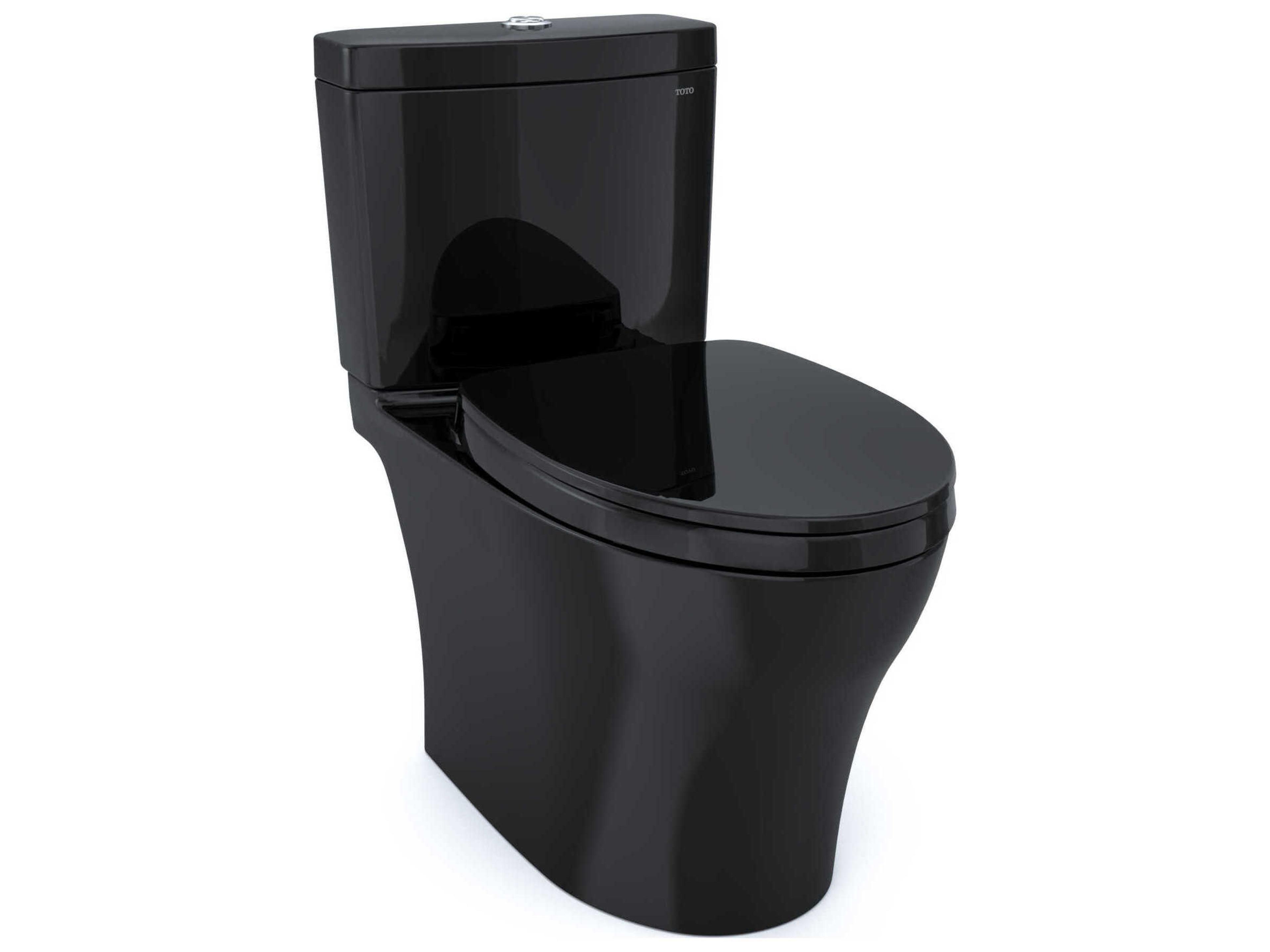 Aquia-IV 2-Piece Elongated Dual Flush Universal Height Ebony Toilet, Washlet+ Ready