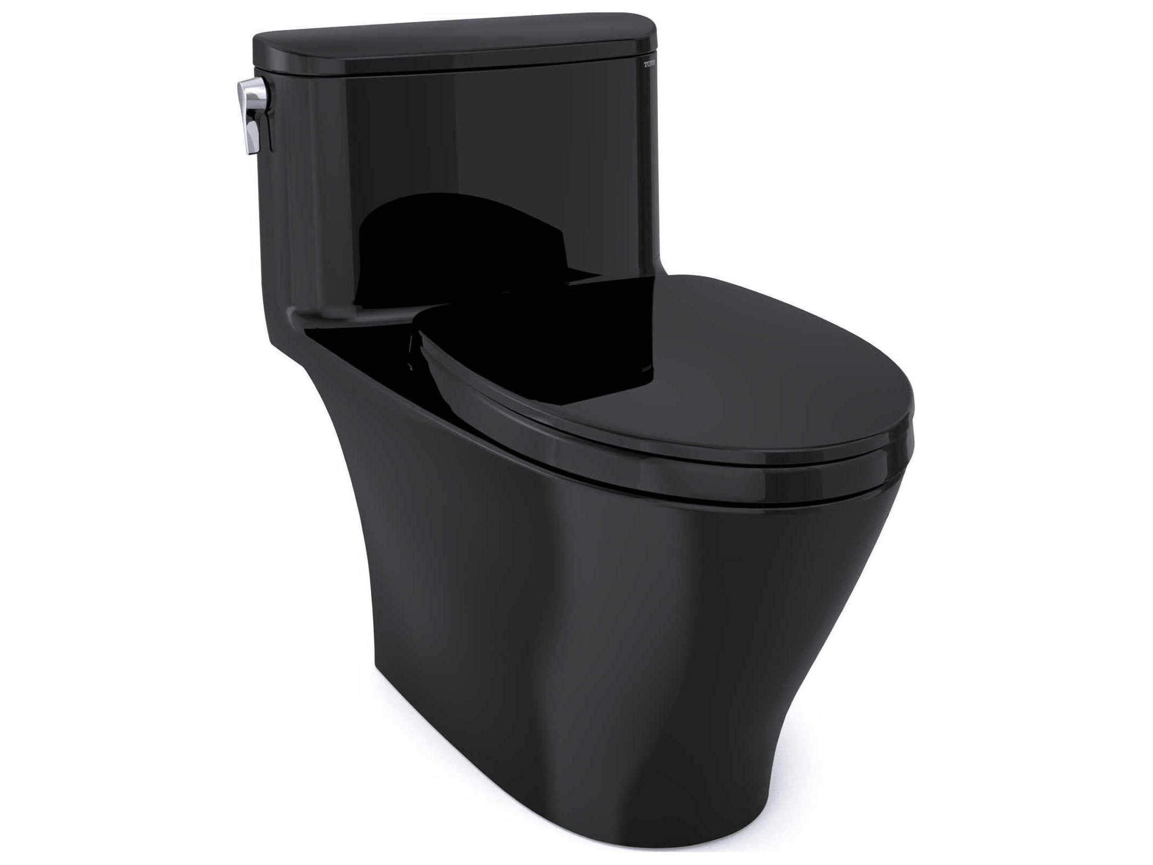 Nexus 1-Piece Elongated Universal Height Ebony Toilet with SS124 SoftClose Seat, Washlet+ Ready