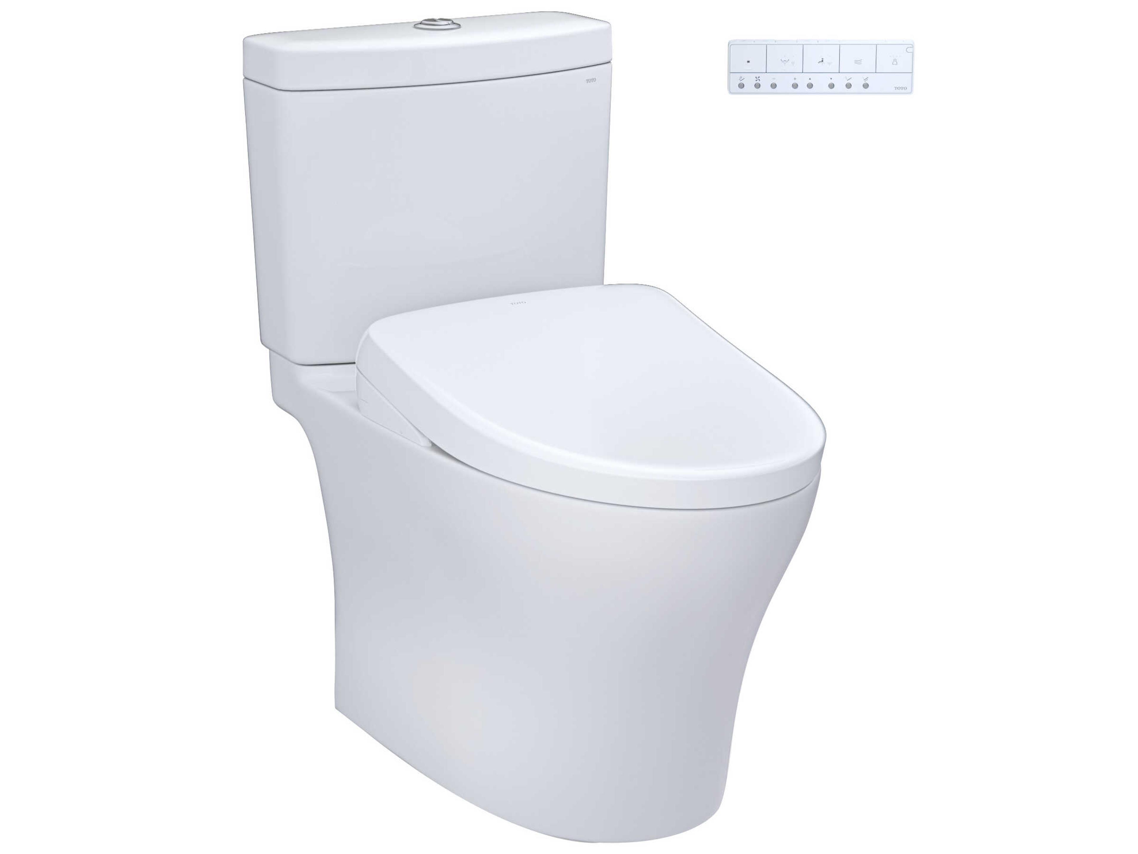 Aquia-IV Washlet+ 2-Piece Elongated Dual Flush Toilet and Contemporary Washlet S7A Contemporary Bidet Seat