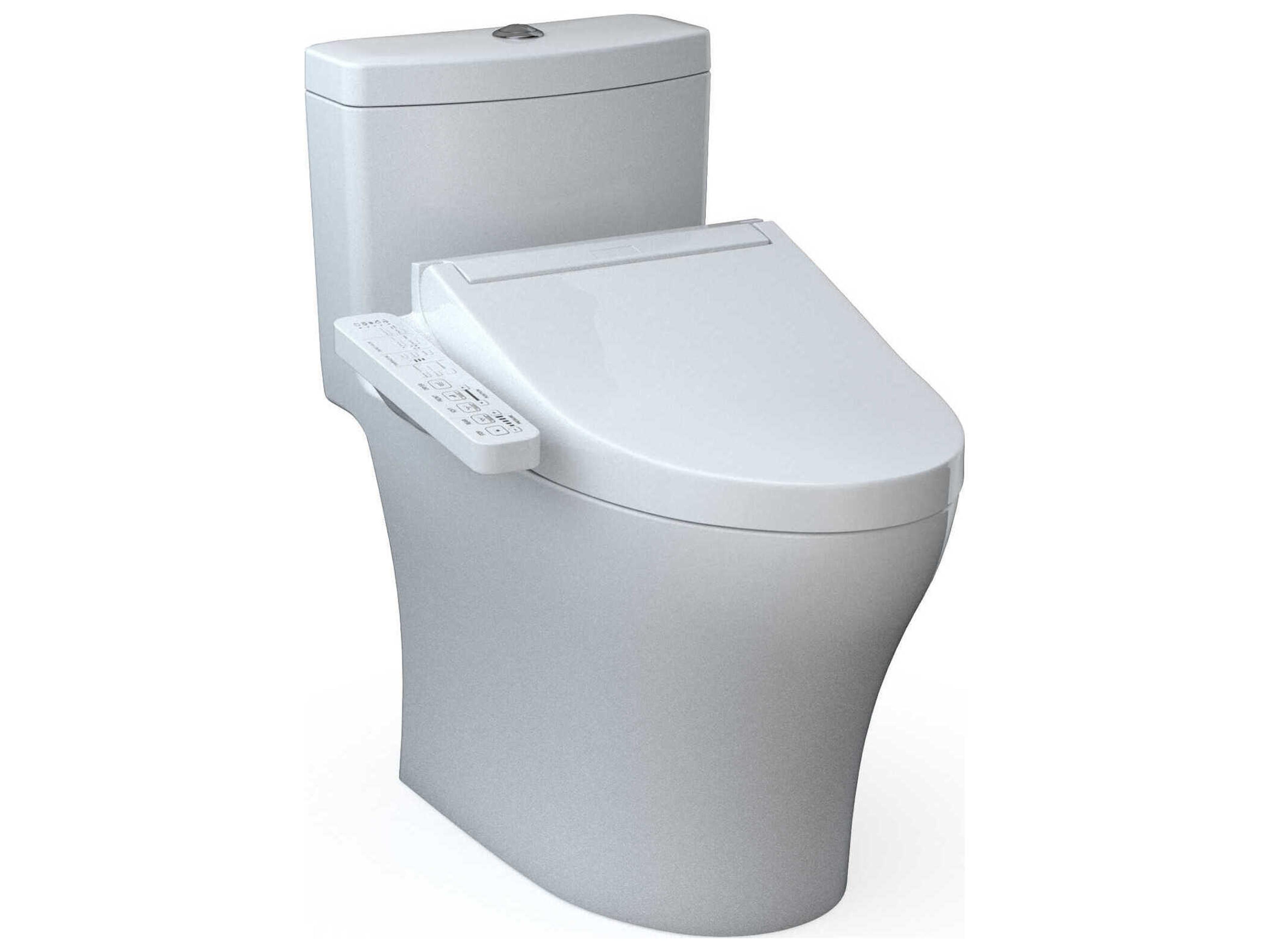Washlet+ Aquia-IV 1-Piece Elongated Dual Flush Cotton White Toilet and Washlet C2 Bidet Seat