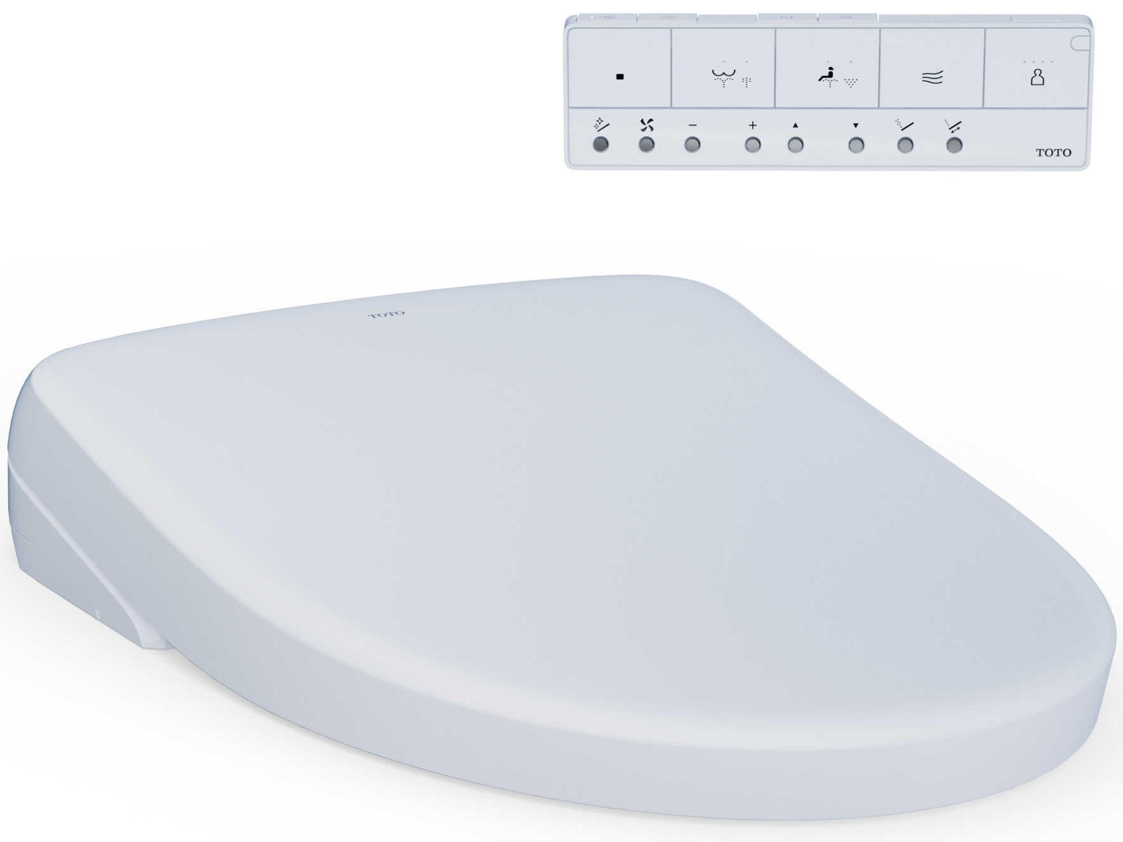 Cotton White Washlet+ S7 Electronic Bidet Toilet Seat with Ewater+ Bowl and Wand Cleaning, Contemporary Lid, Elongated