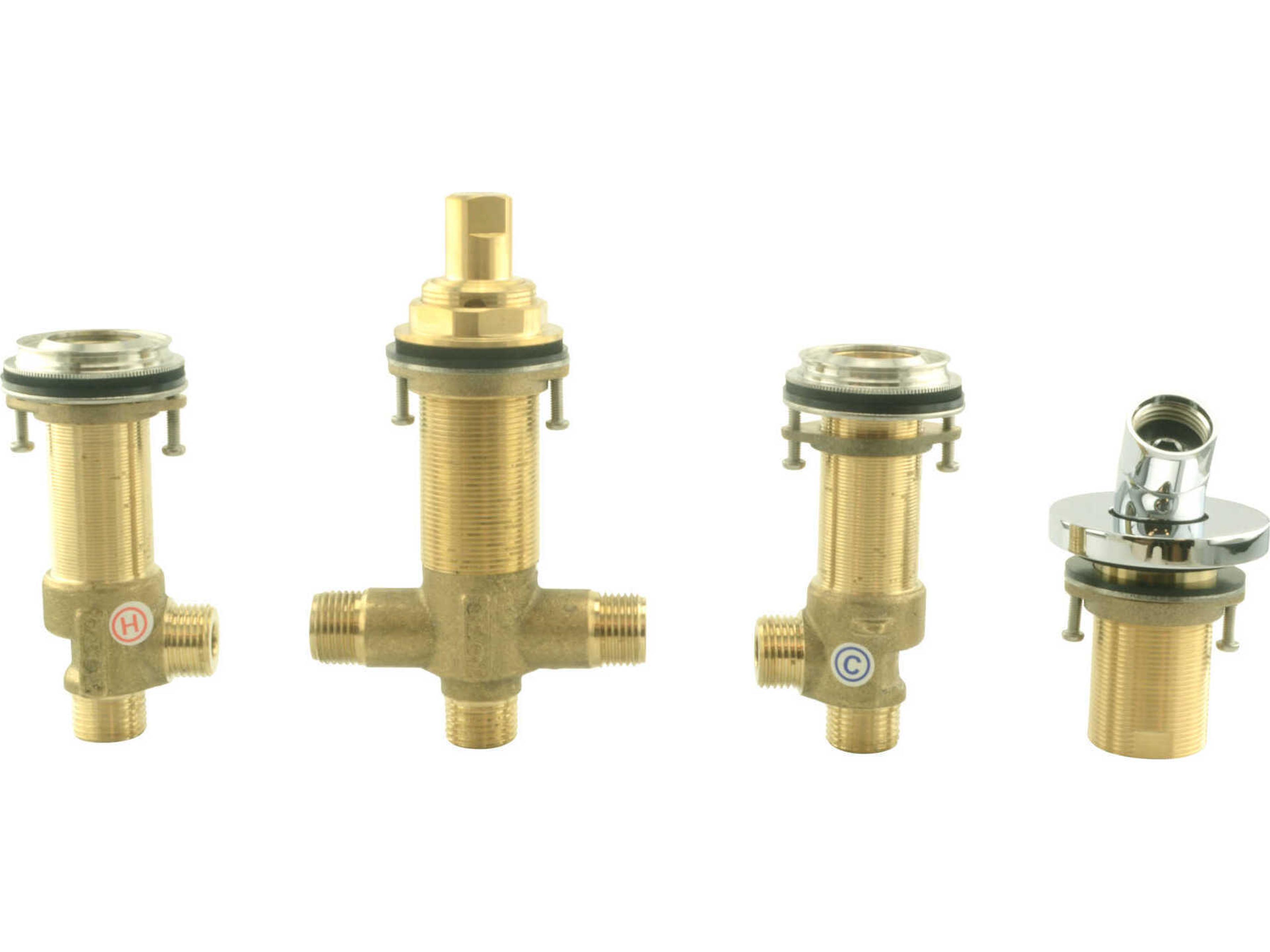 Polished Chrome Four-Hole Roman Tub Filler Rough-In Valve