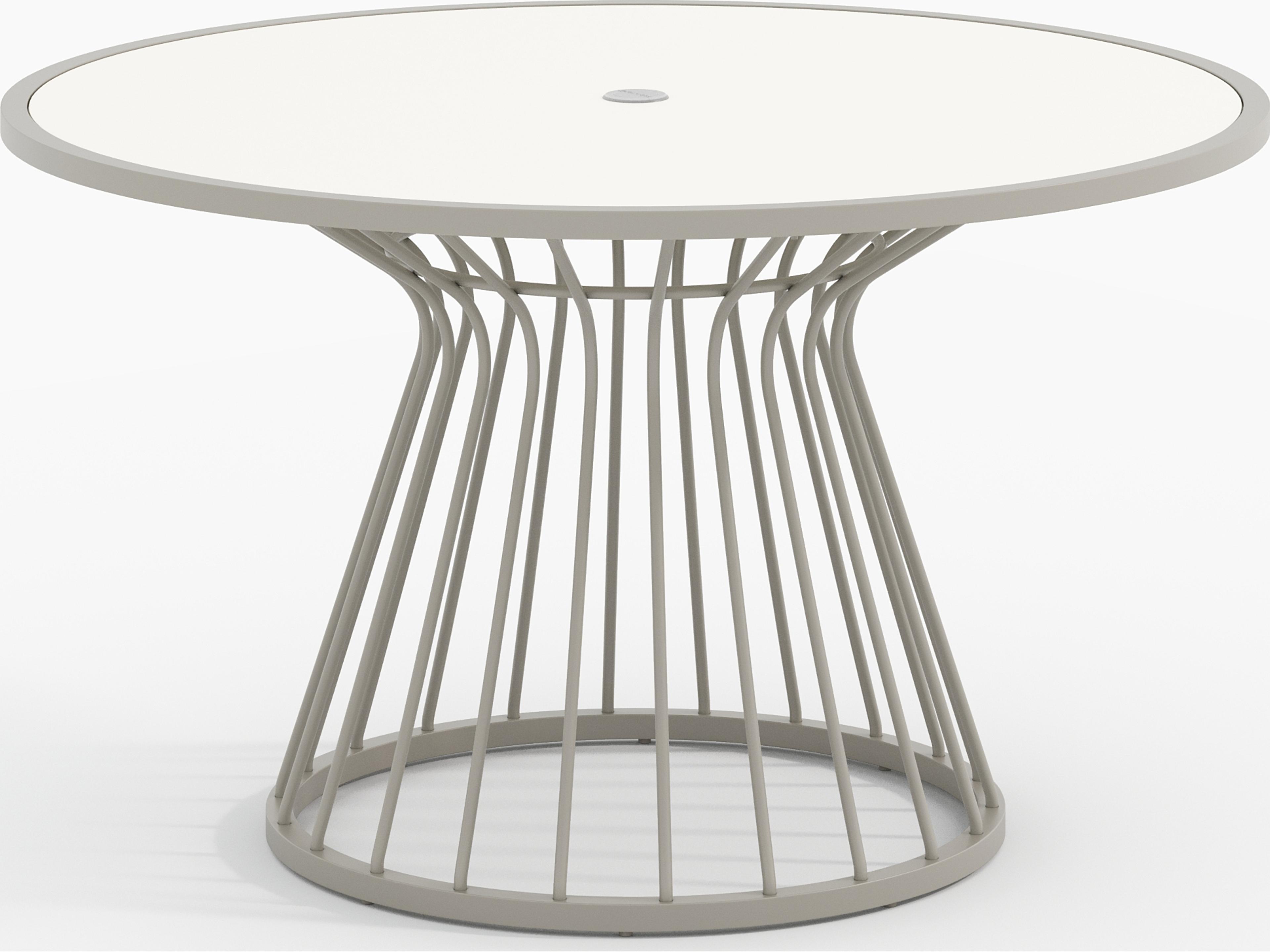Kali Aluminum Round Dining Table with Umbrella Hole