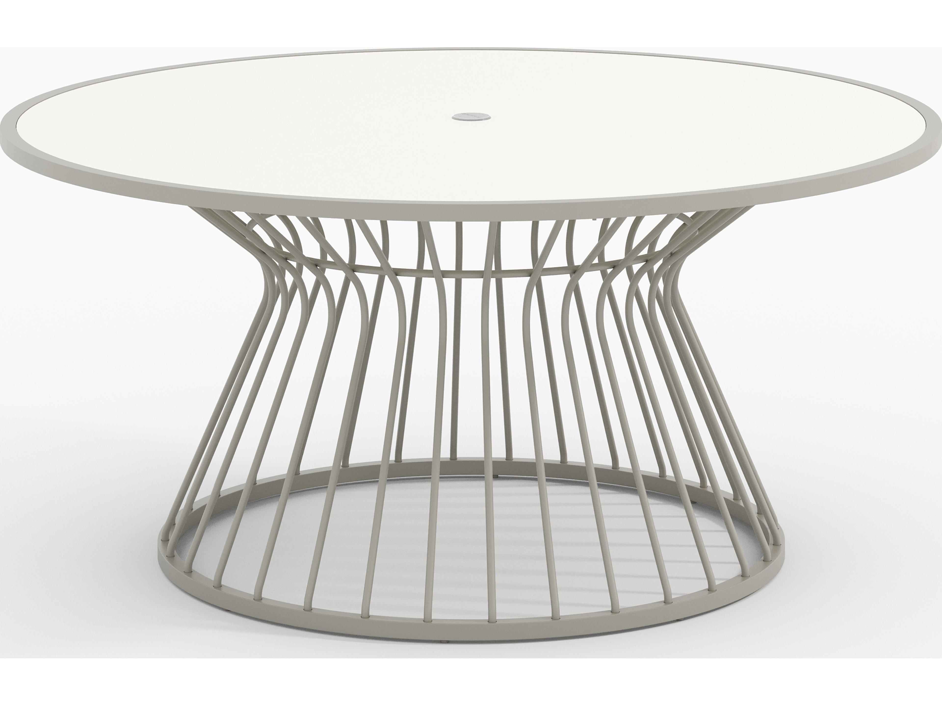 Kali Aluminum Round Dining Table with Umbrella Hole