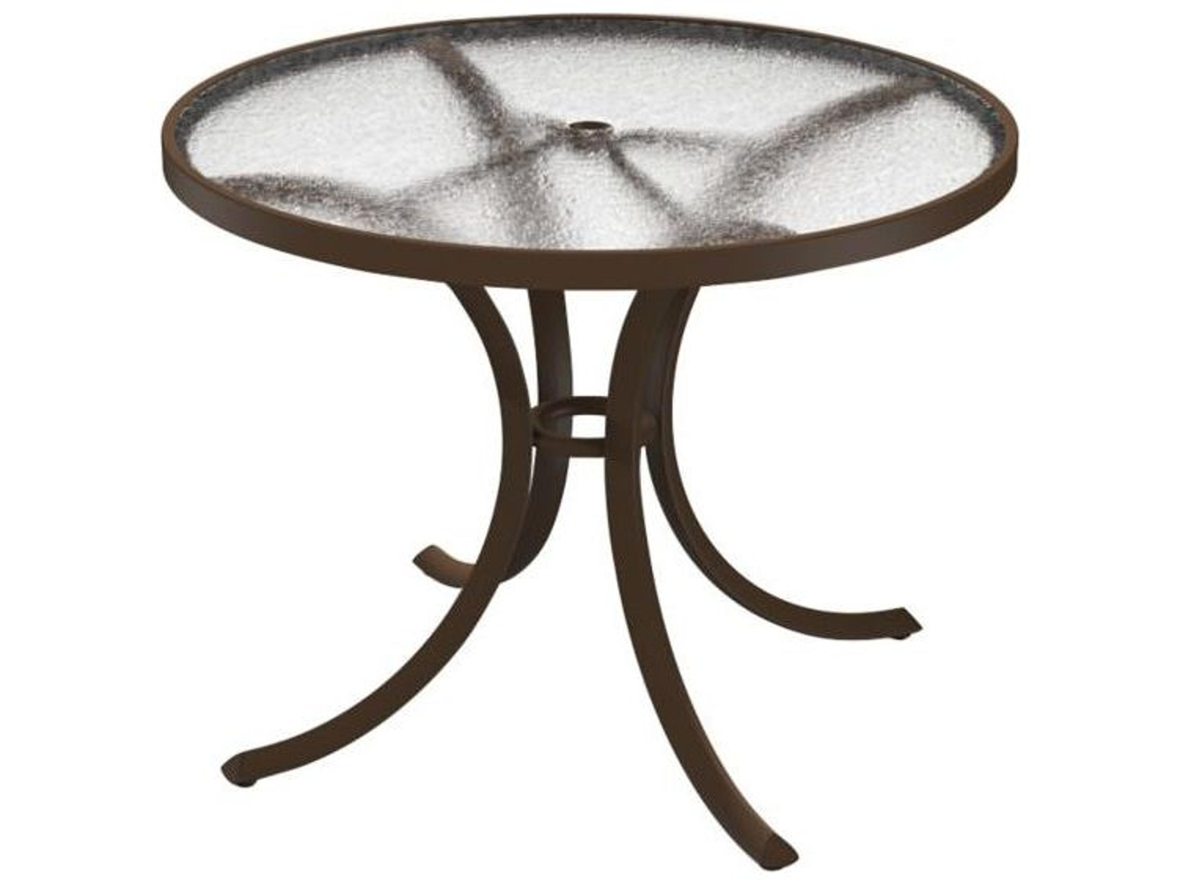 Acrylic Cast Aluminum Round Outdoor Patio Dining Table with Umbrella Hole