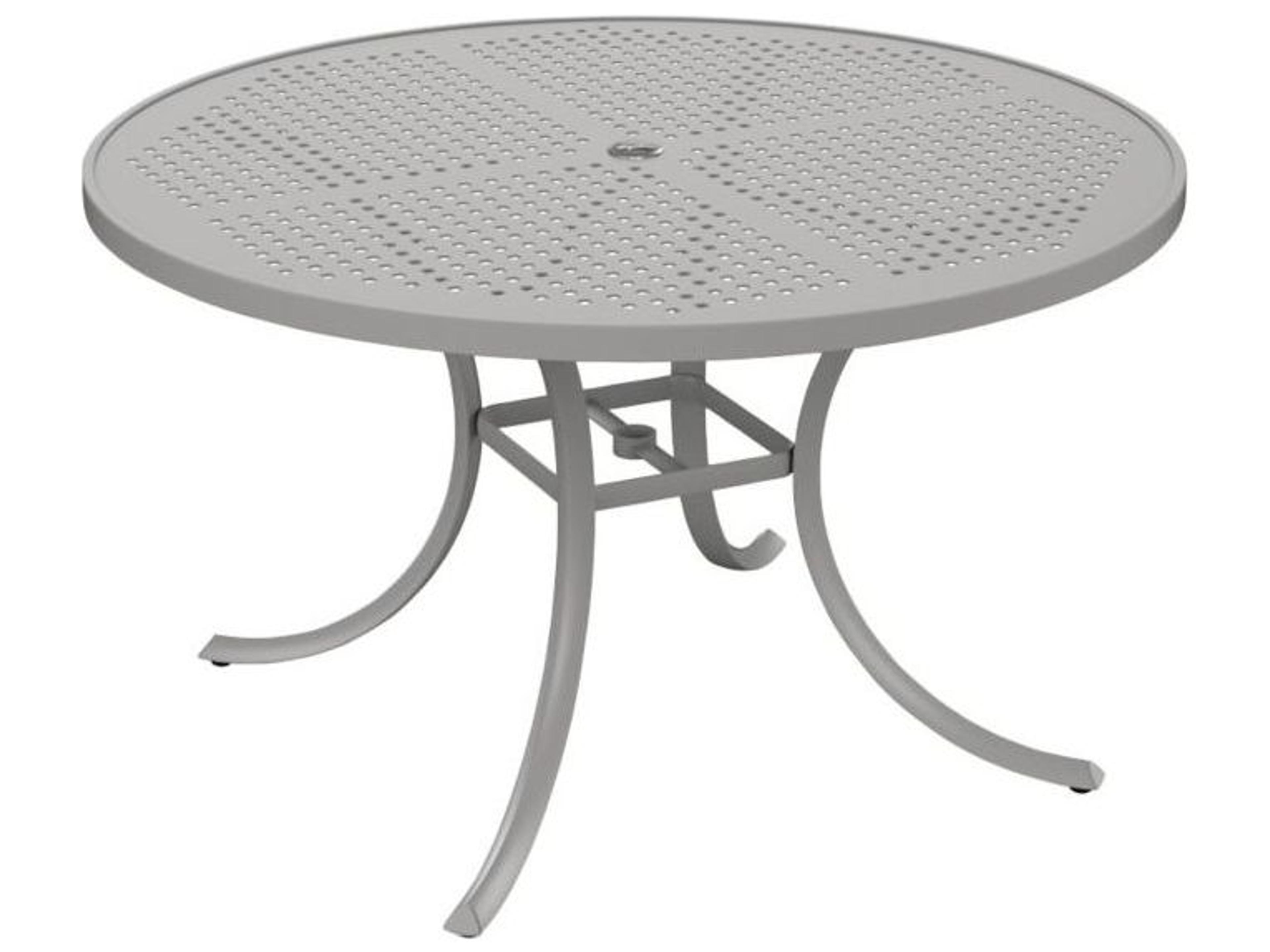 Patterned Boulevard Aluminum Round Patio Dining Table with Umbrella Hole