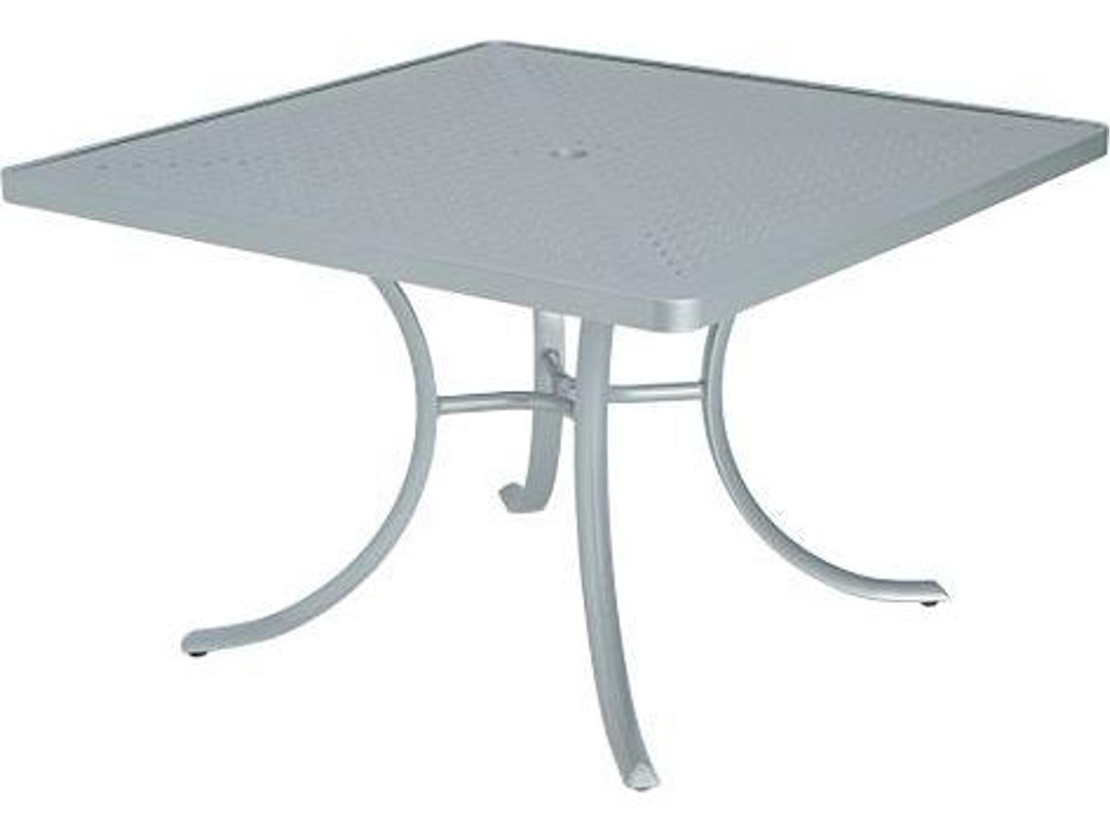 Boulevard Aluminum Square Outdoor Patio Dining Table with Umbrella Hole