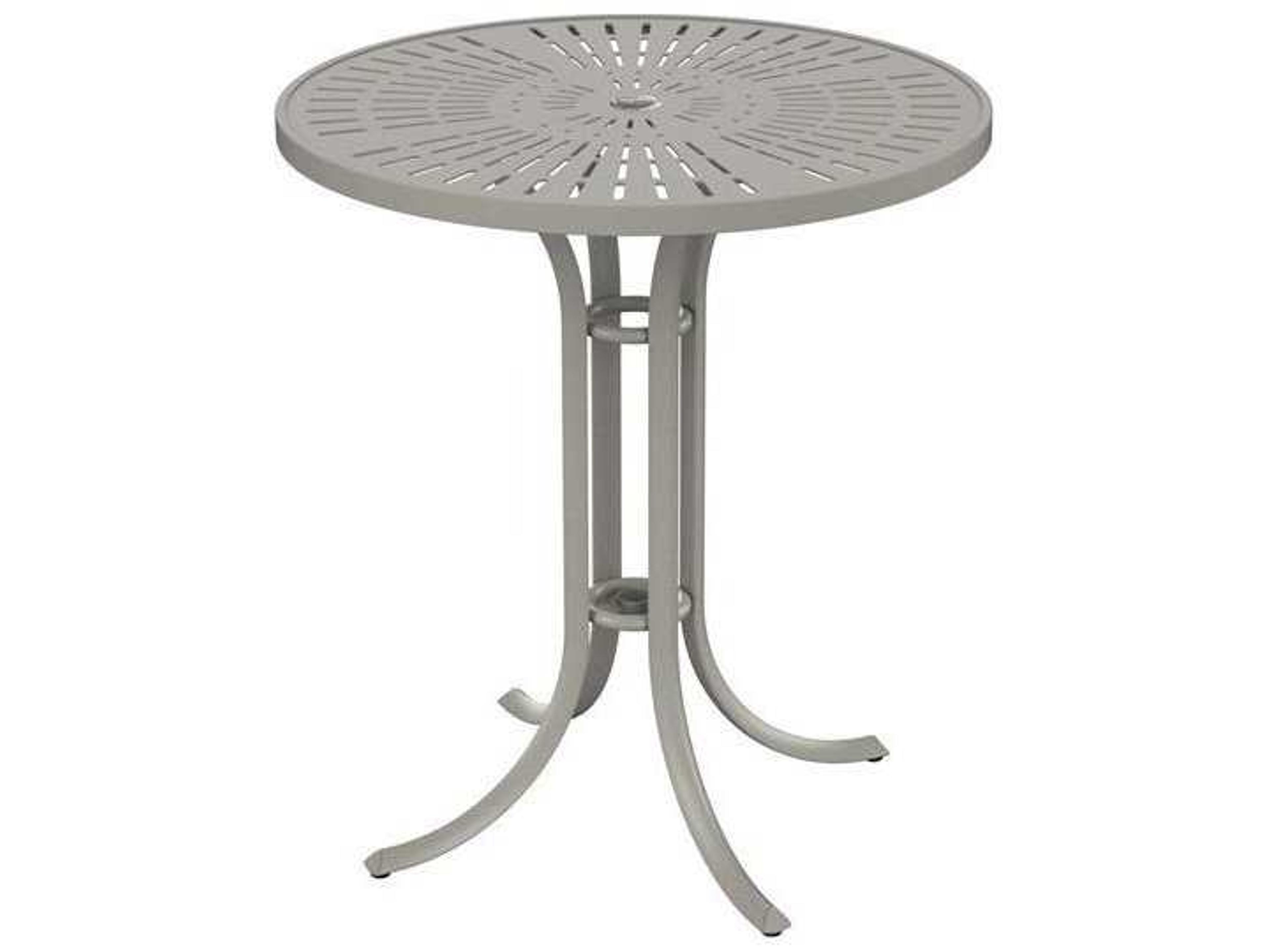 Patterned La'stratta Aluminum Round Patio Bar Table with Umbrella Hole