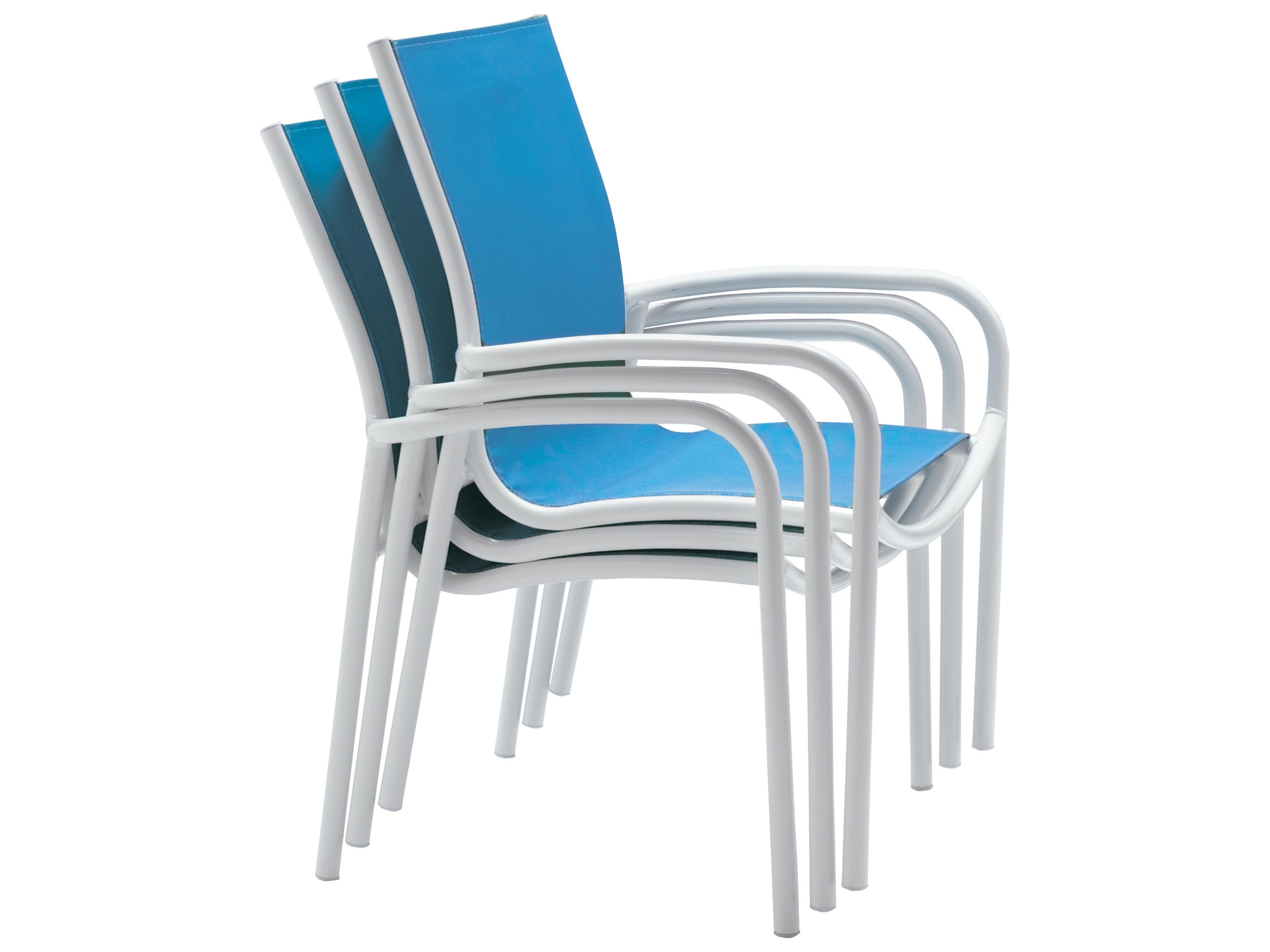 Tropitone Millennia Relaxed Sling Aluminum Stackable Outdoor Dining Arm Chair