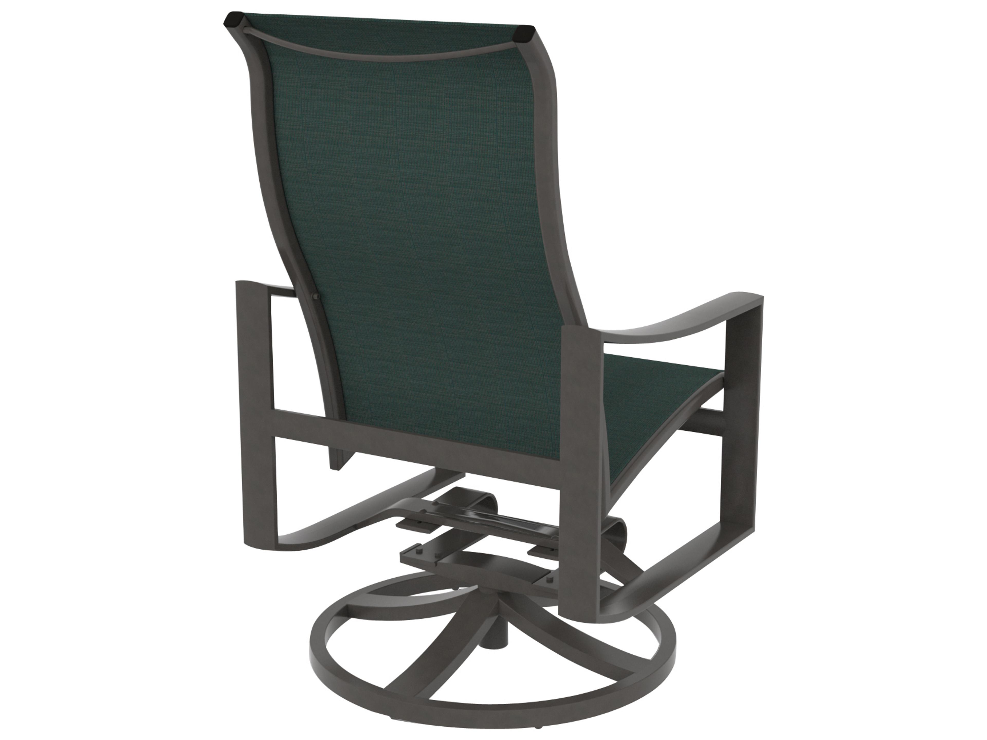 Tropitone Kenzo Sling Aluminum High Back Swivel Rocker Outdoor Dining Arm Chair