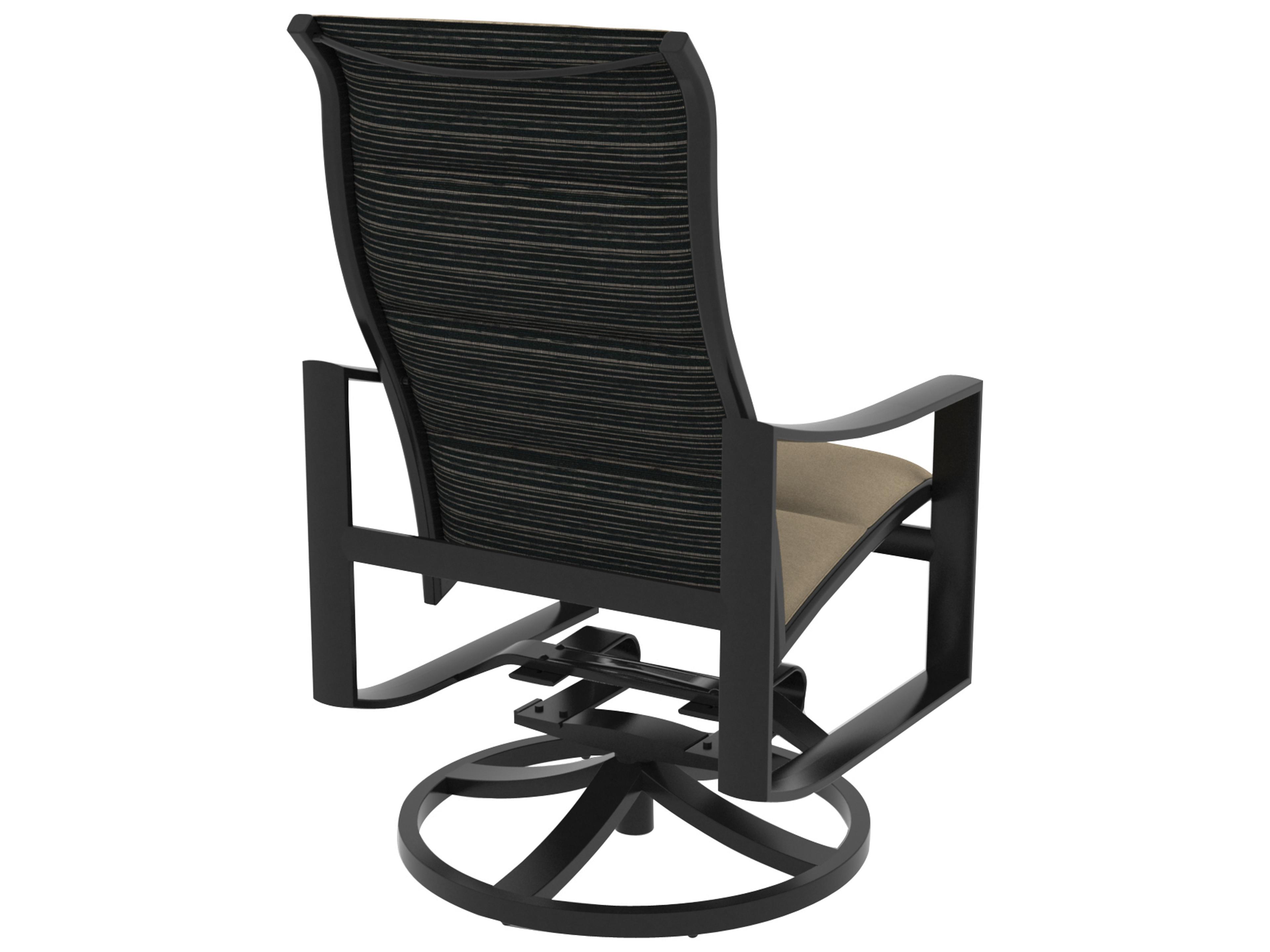 Tropitone Kenzo Padded Sling Aluminum High Back Swivel Rocker Outdoor Patio Dining Arm Chair