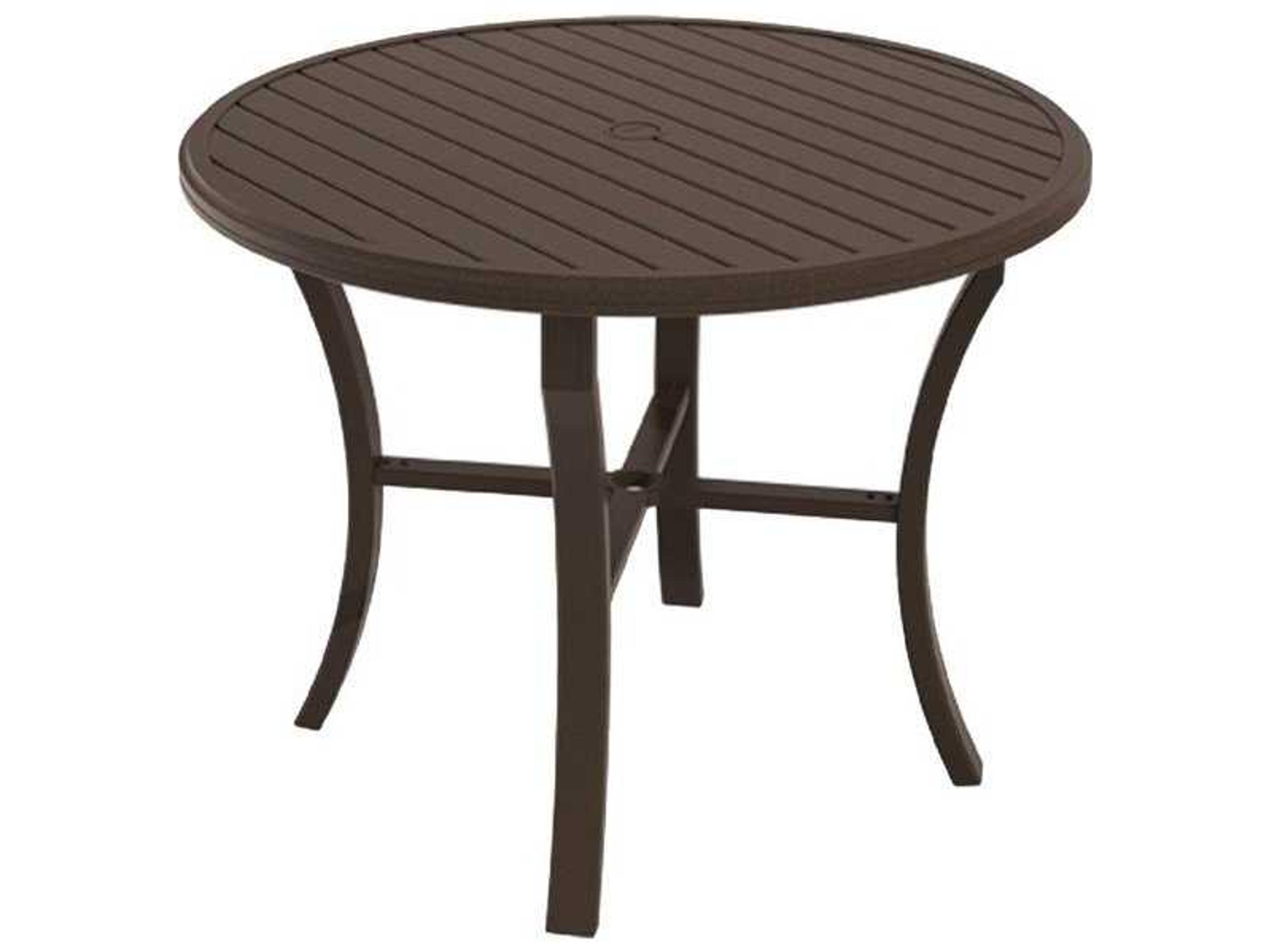 Banchetto Slat Aluminum Round KD Outdoor Counter Table with Umbrella Hole