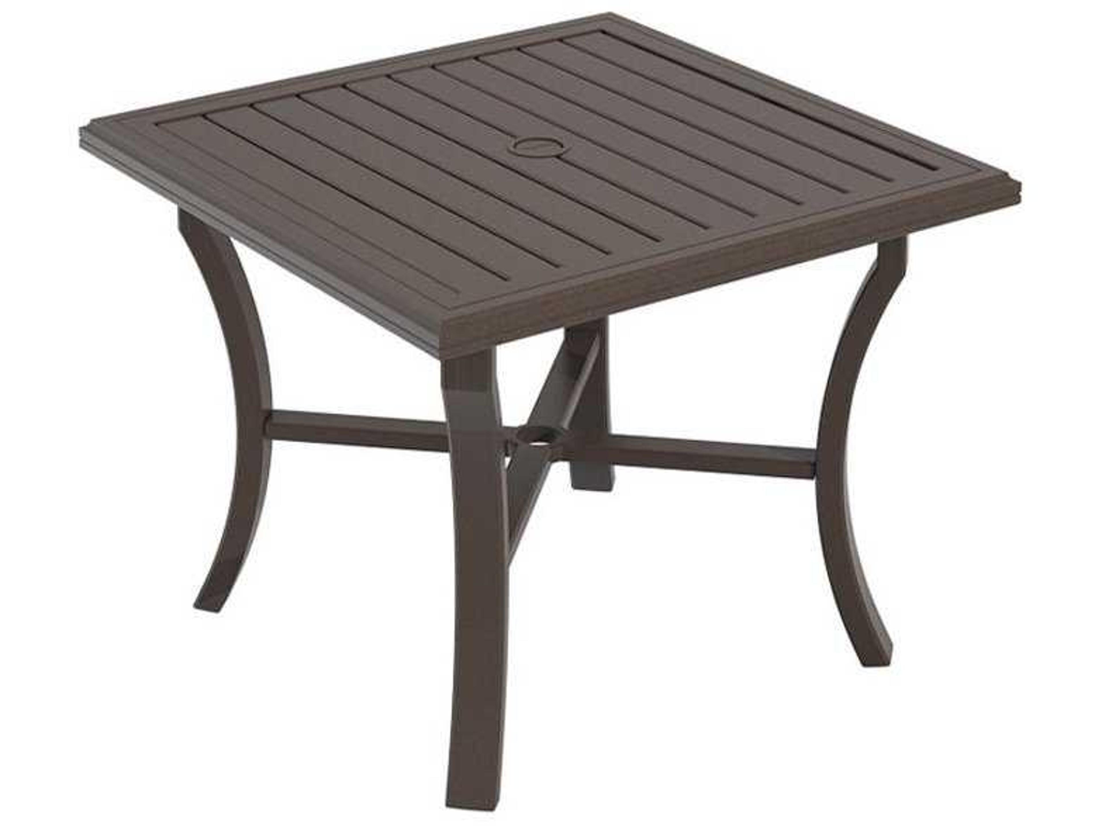 Banchetto Slat Aluminum Square Outdoor Dining Table with Umbrella Hole