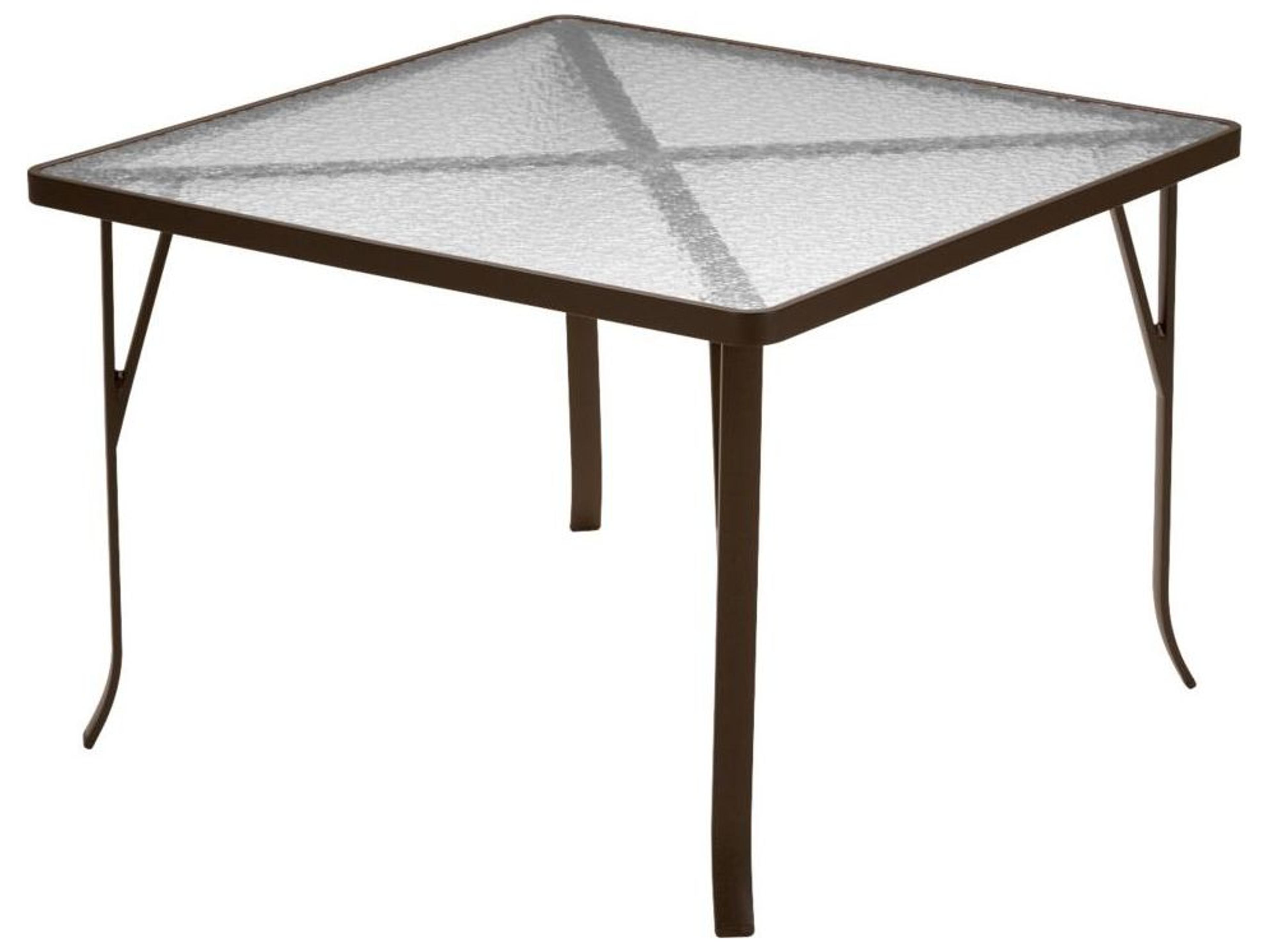 Acrylic Cast Aluminum Square ADA Outdoor Patio Dining Table with Umbrella Hole