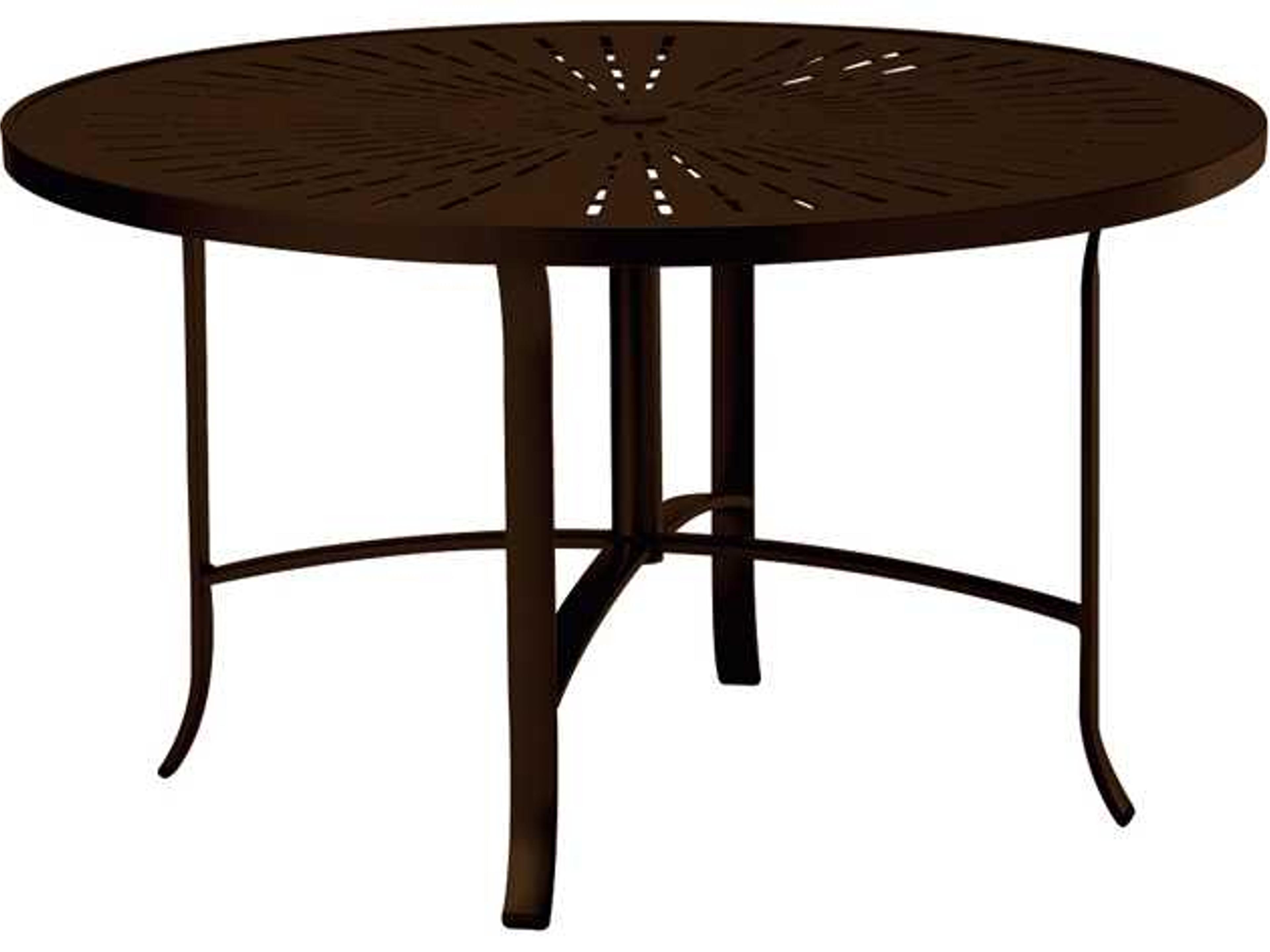 La Stratta Aluminum Round Patio Dining Table with Umbrella Hole