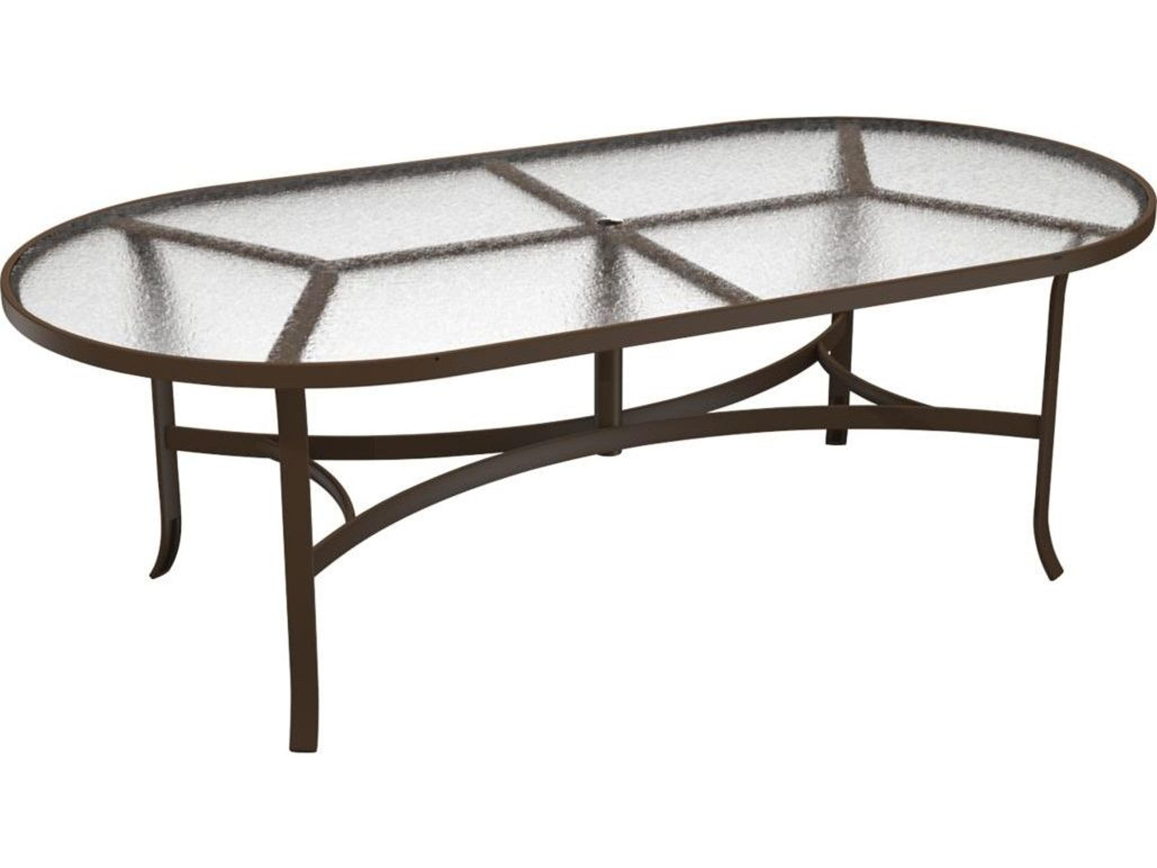 Tropitone Acrylic Cast Aluminum Oval Outdoor Dining Table with Umbrella Hole