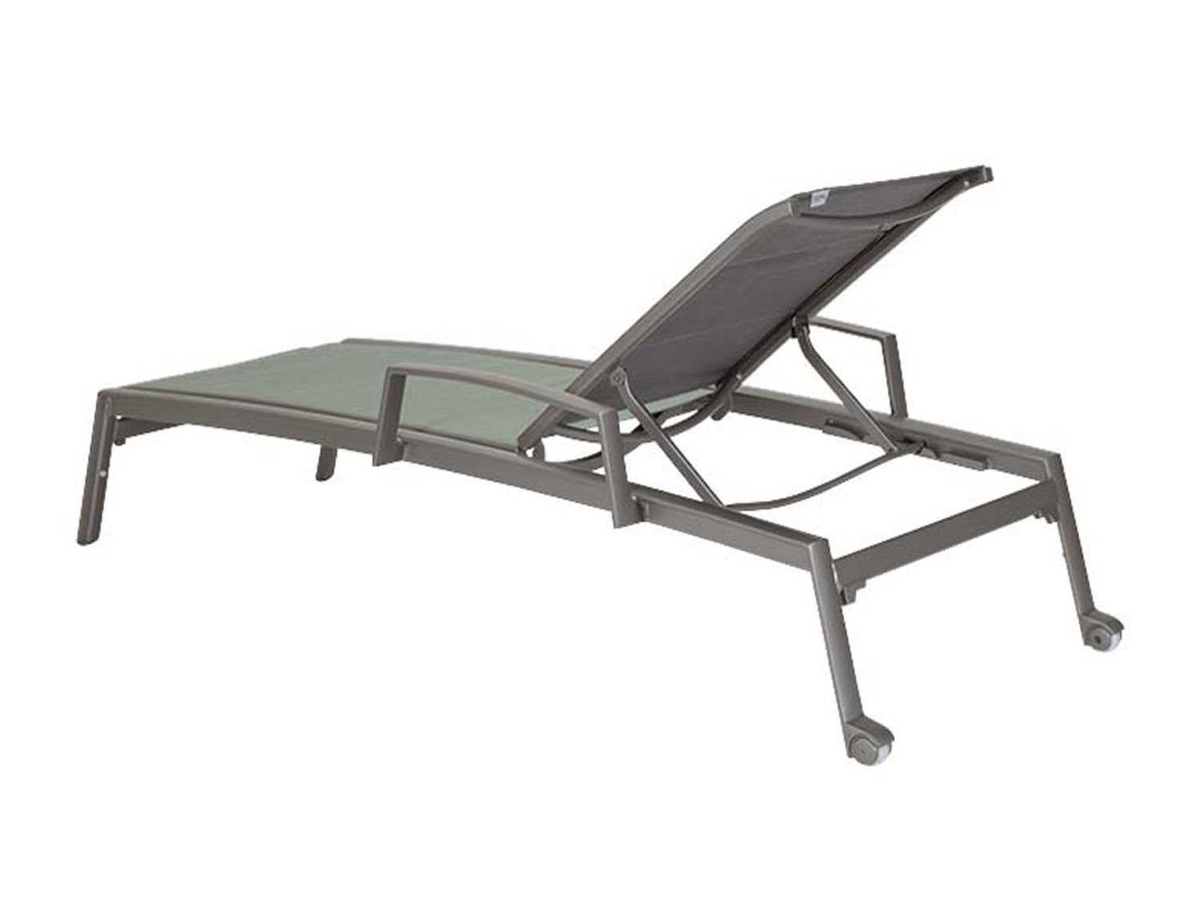 Tropitone Elance Relaxed Sling Aluminum Patio Chaise Lounge with Wheels
