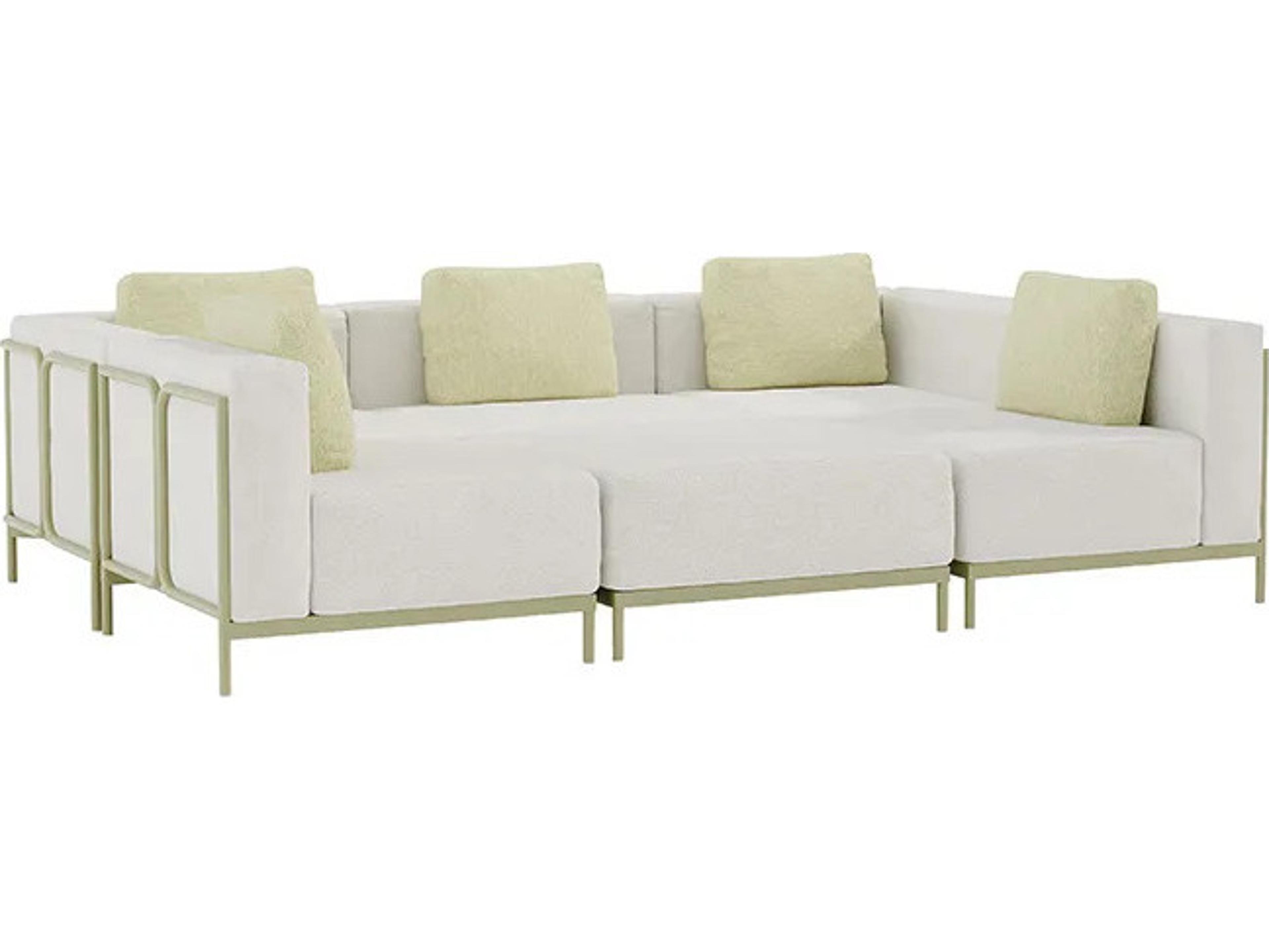 Duval Pit Cushion Aluminum Sectional Lounge Set