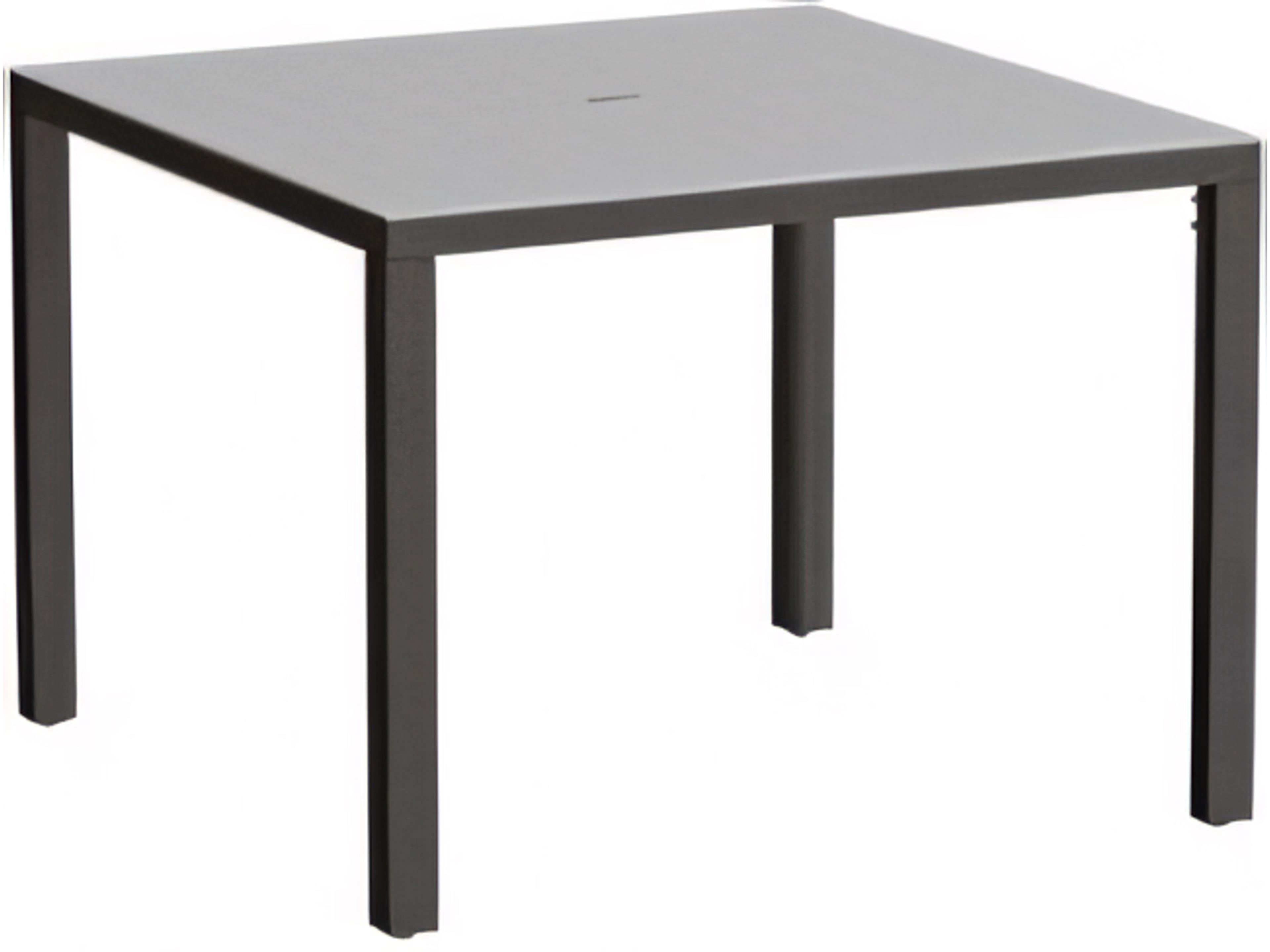 Parson Solid Top Aluminum 42" Square KD Dining Table with Umbrella Hole