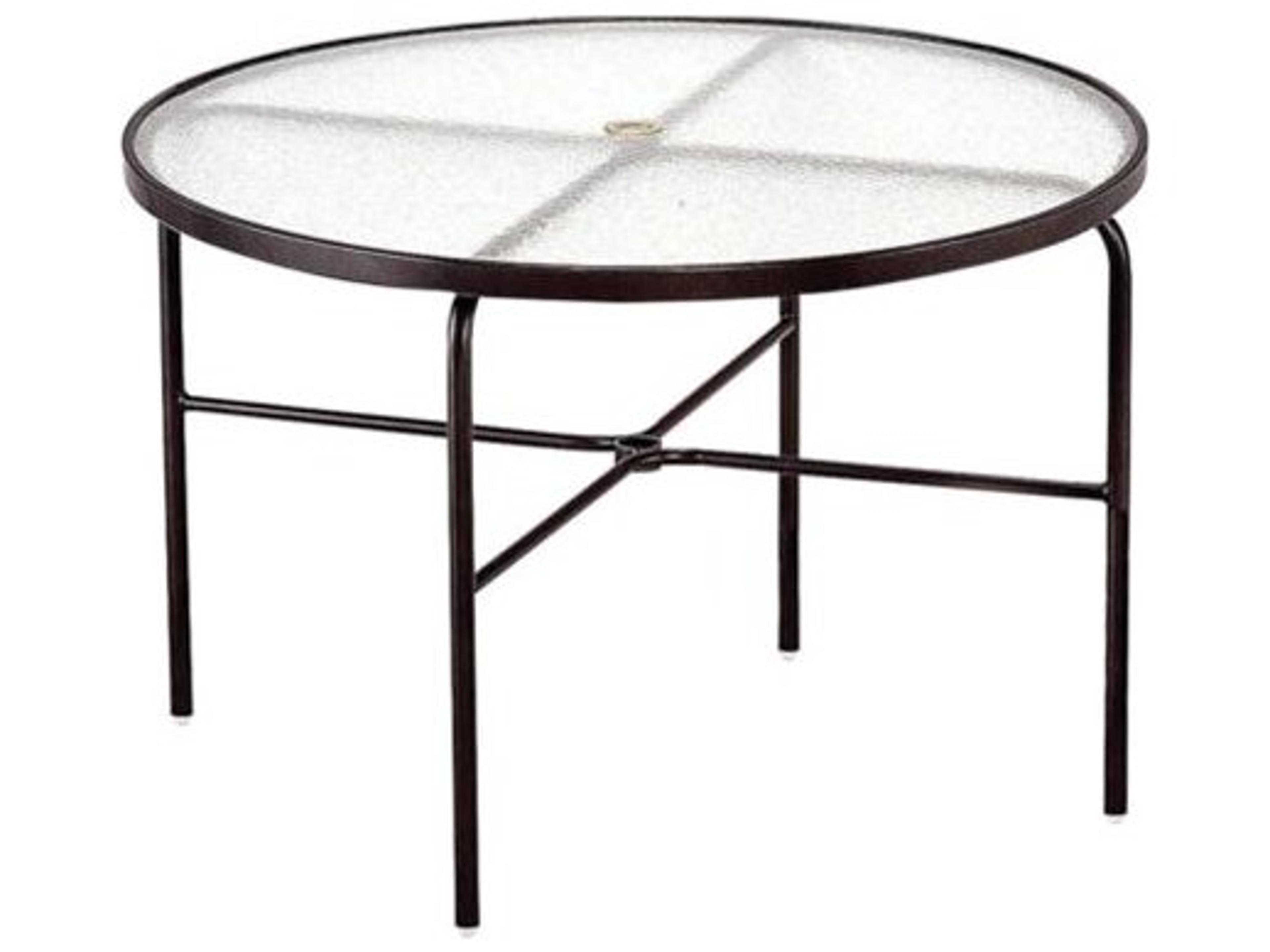 Acrylic Cast Aluminum Round Patio Dining Table with Umbrella Hole