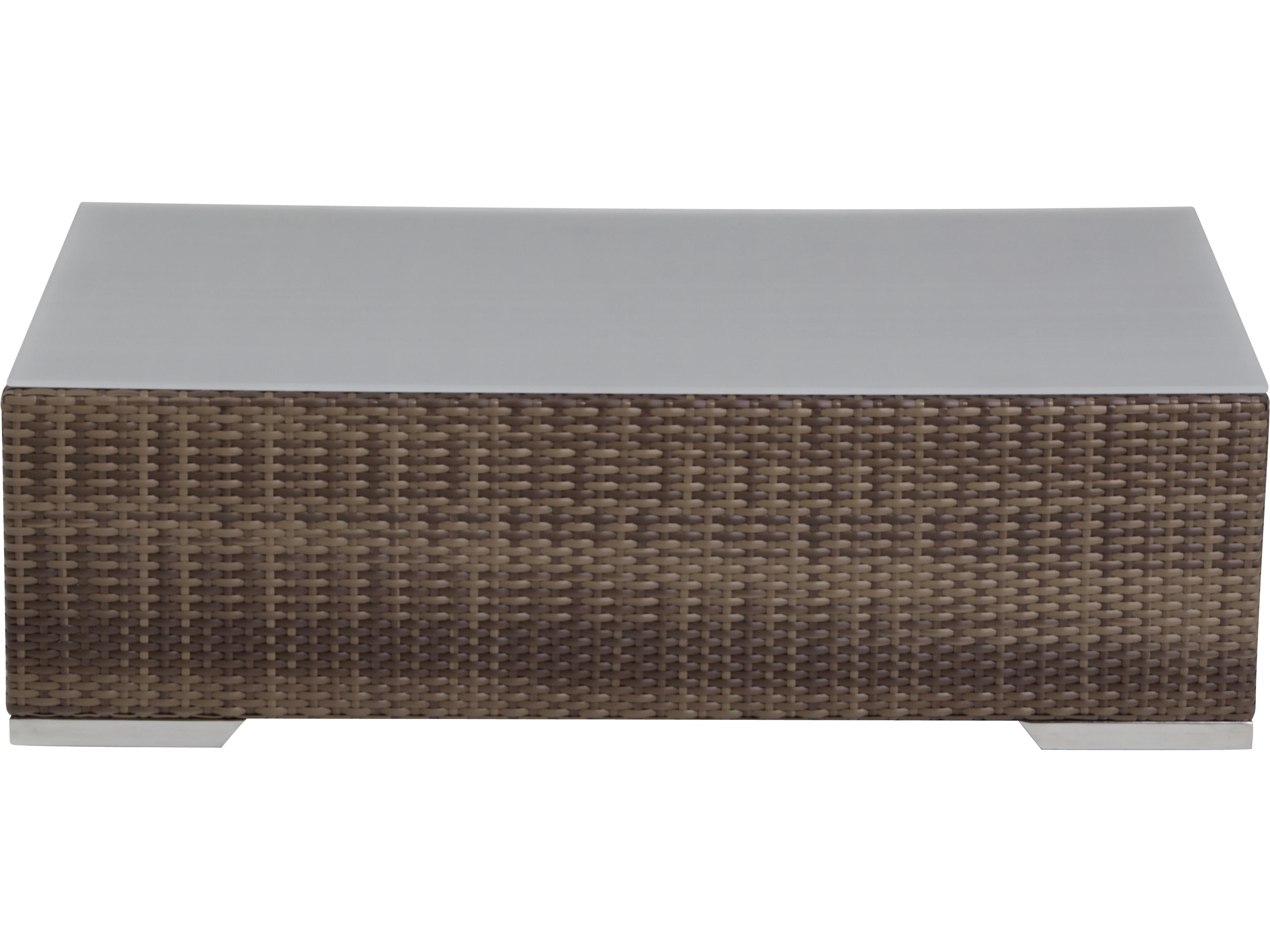 Tropitone Arzo Woven Rectangular Frosted Acrylic Top Outdoor Coffee Table