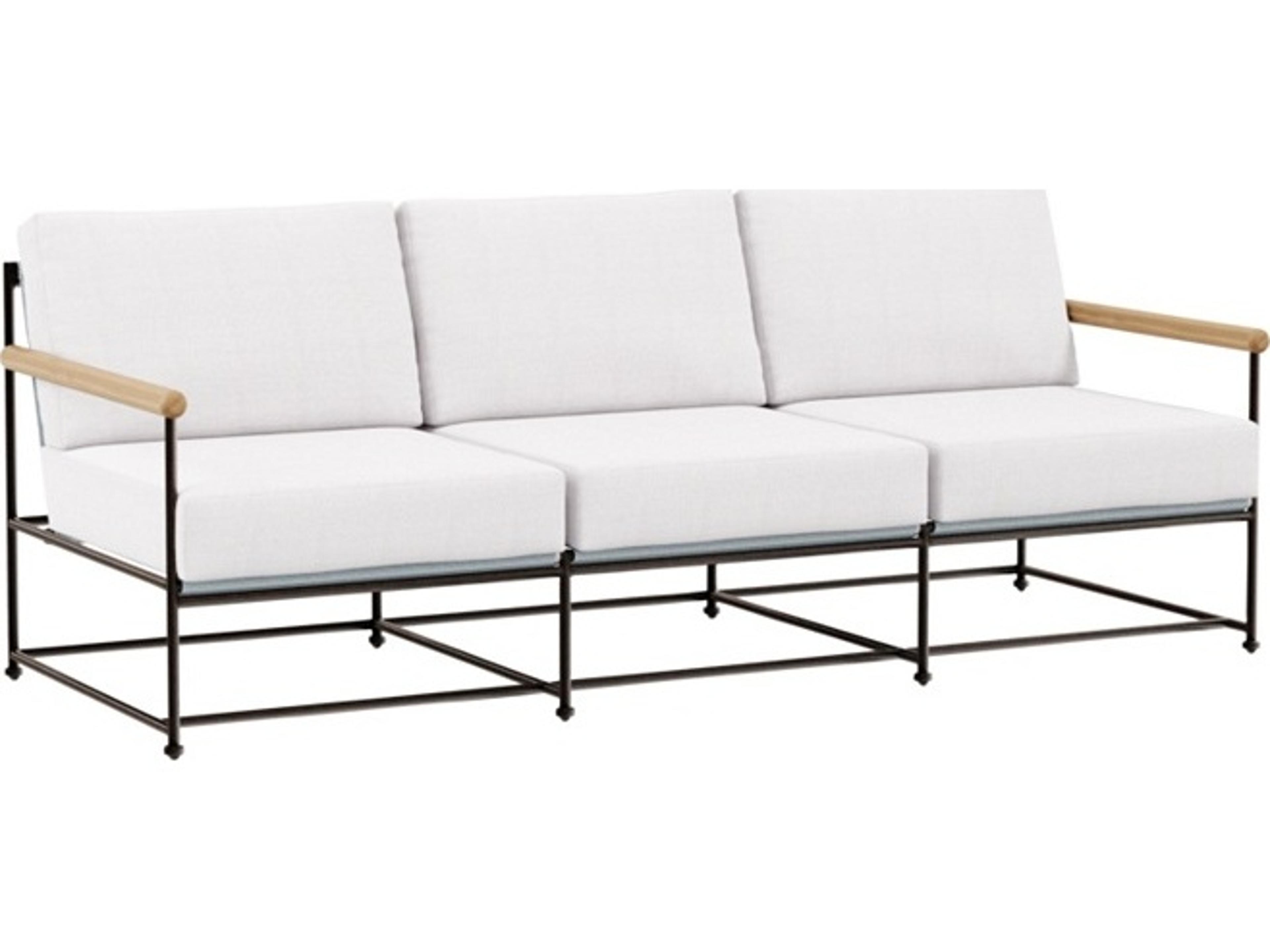 Stowe Aluminum Sofa with Teak Arm & Cushion