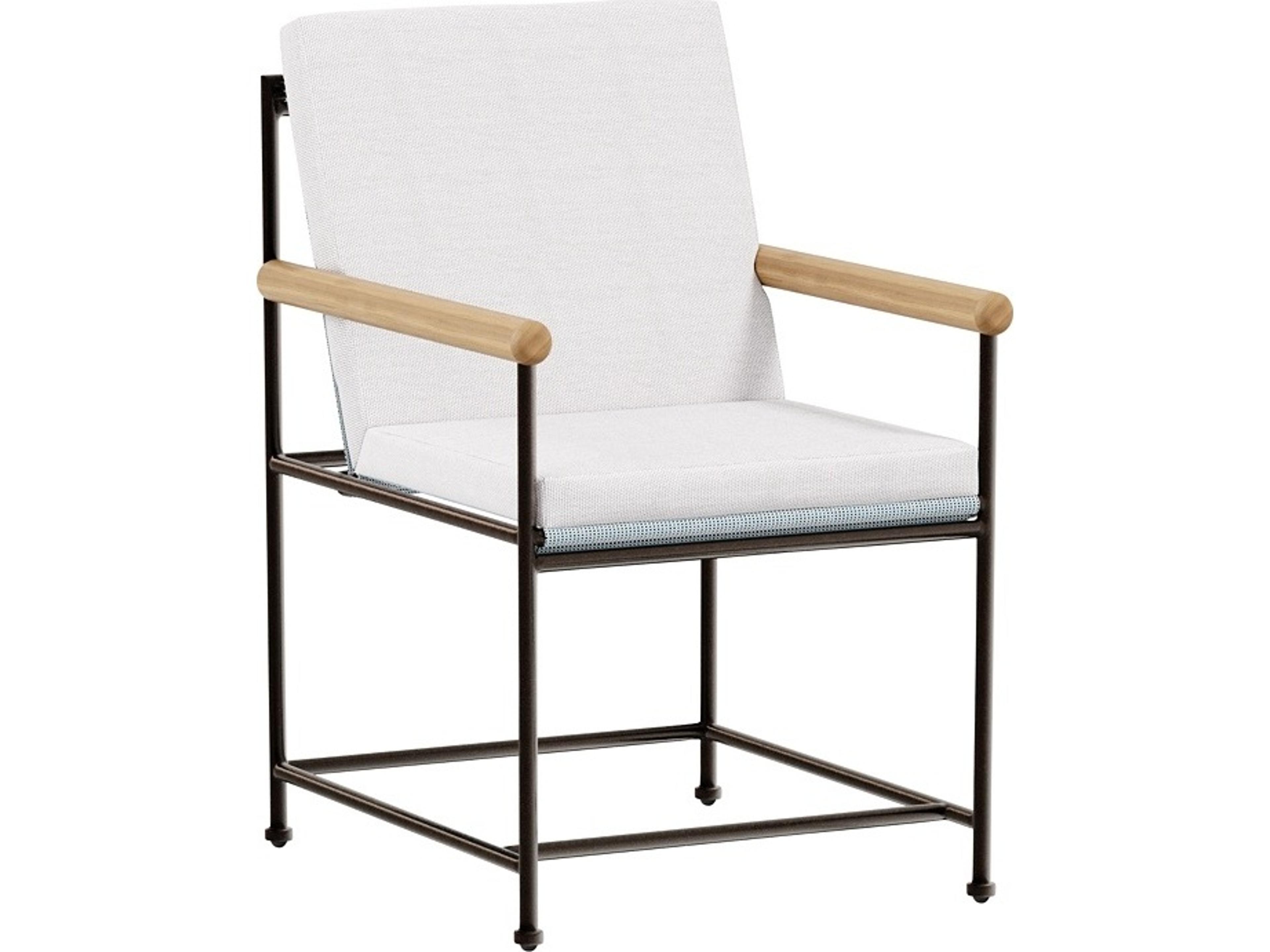 Stowe Aluminum Dining Arm Chair with Teak Arm & Cushion