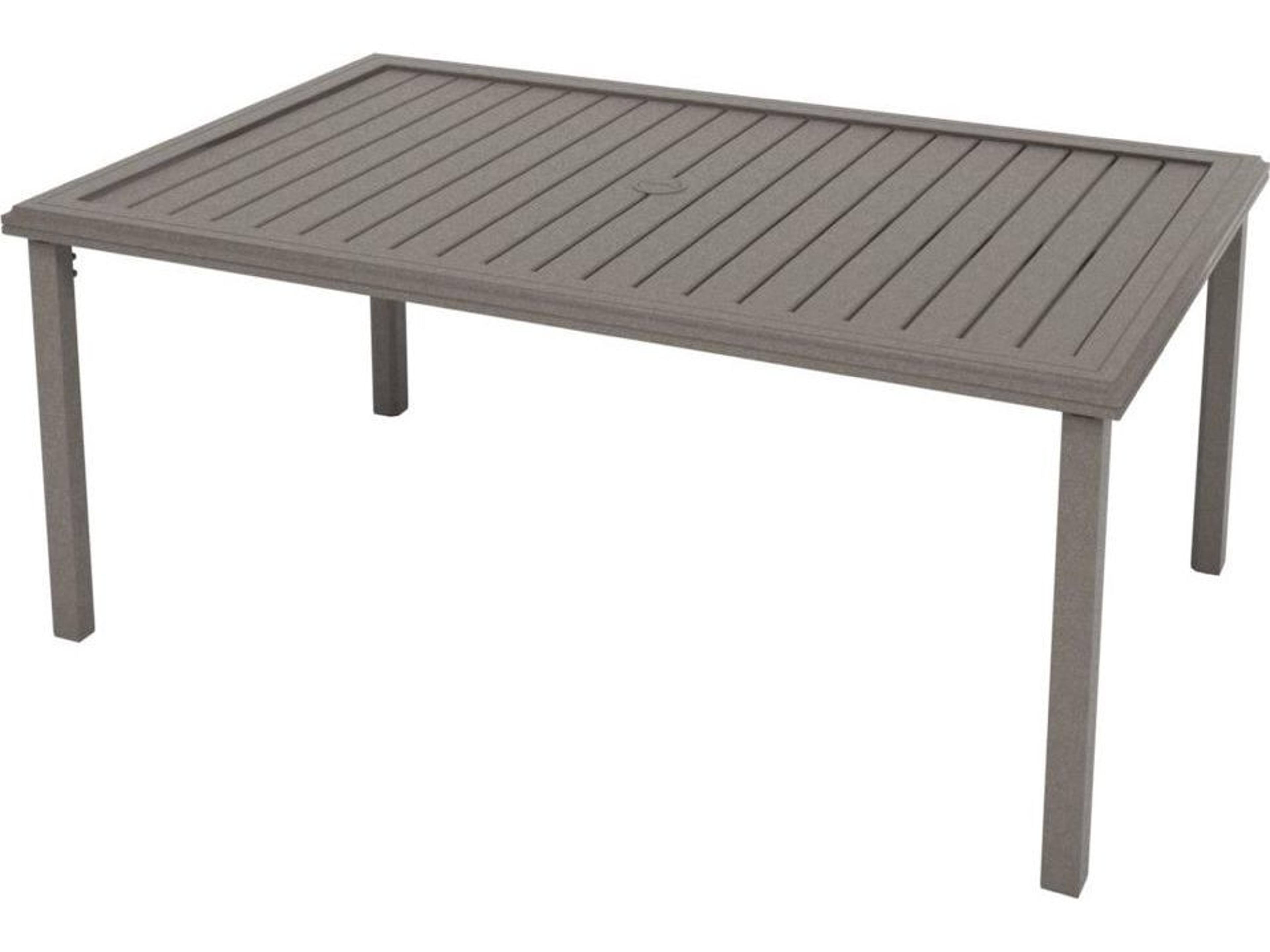 Amici Aluminum Rectangular KD Outdoor Patio Dining Table with Umbrella Hole