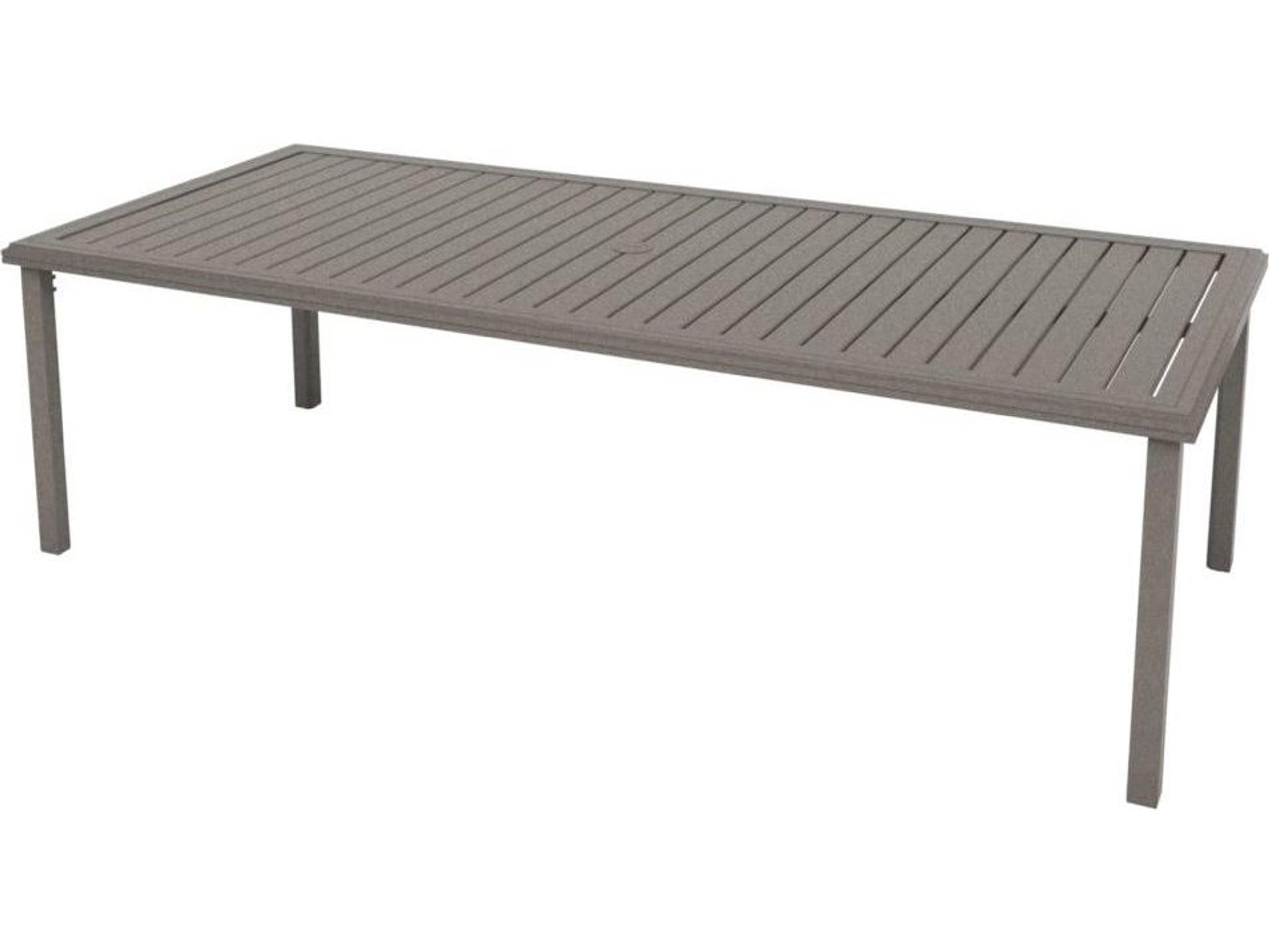 Amici Aluminum Rectangular KD Outdoor Dining Table with Umbrella Hole