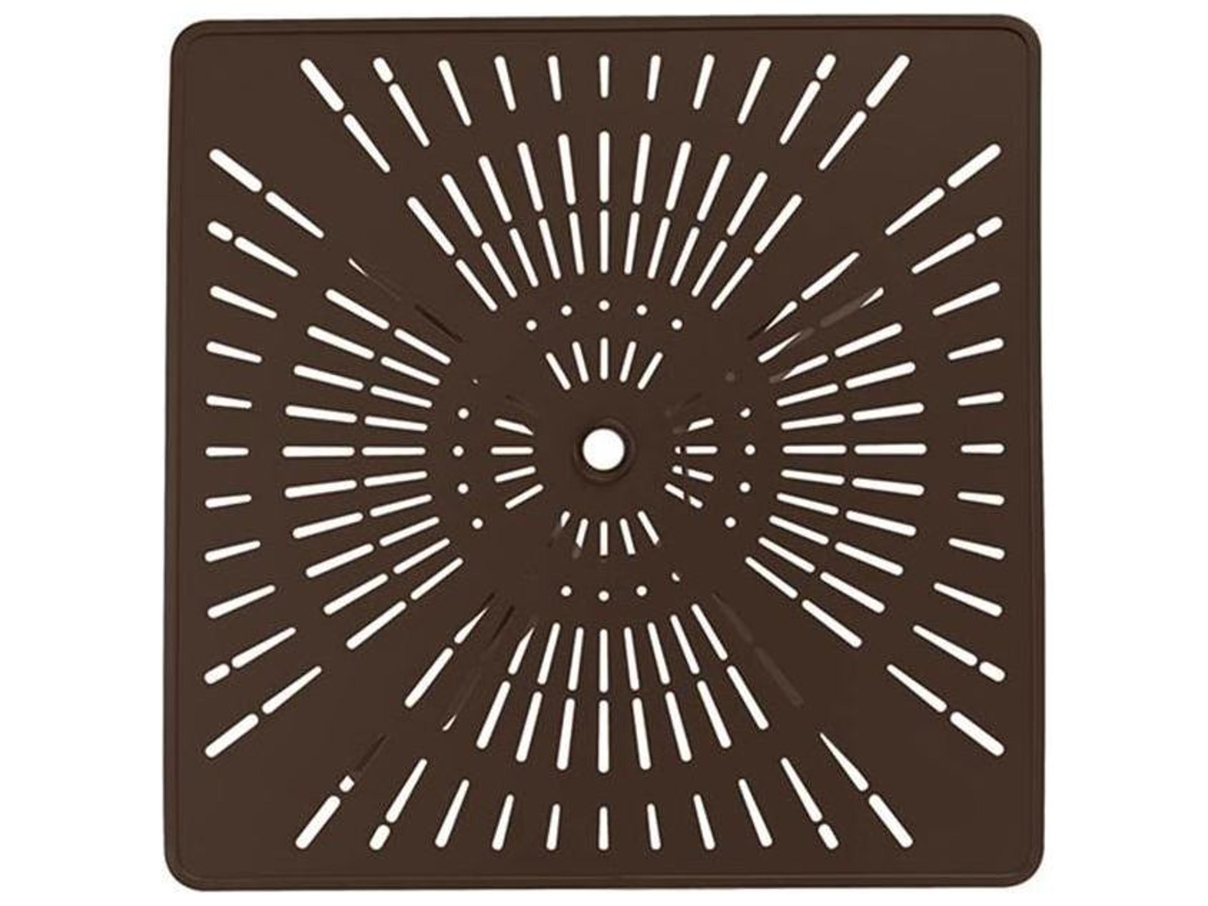 Tropitone La Stratta Aluminum Square KD Pedestal Outdoor Dining Table with Umbrella Hole